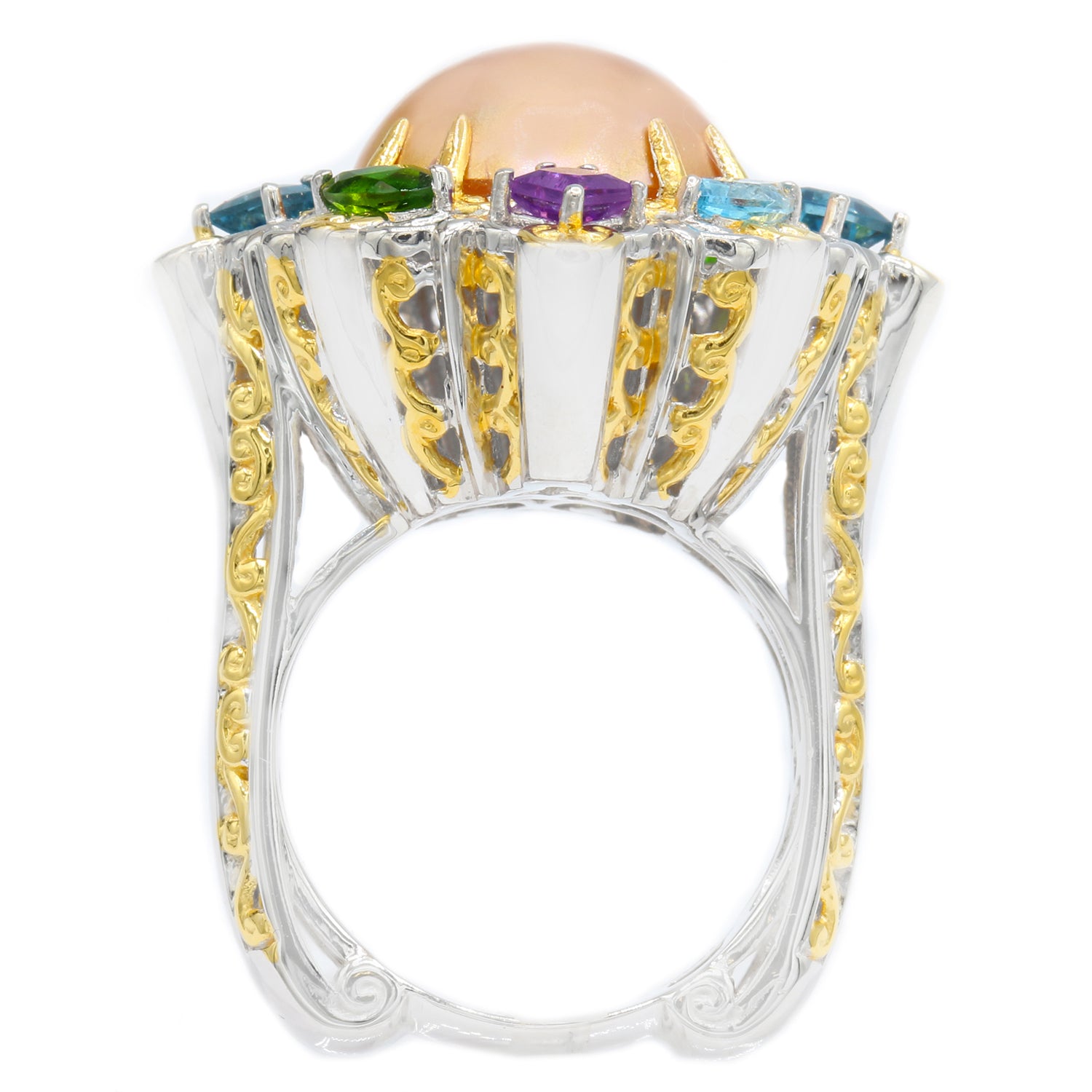 Gems en Vogue Golden Mabe Pearl & Multi Gemstones Ring