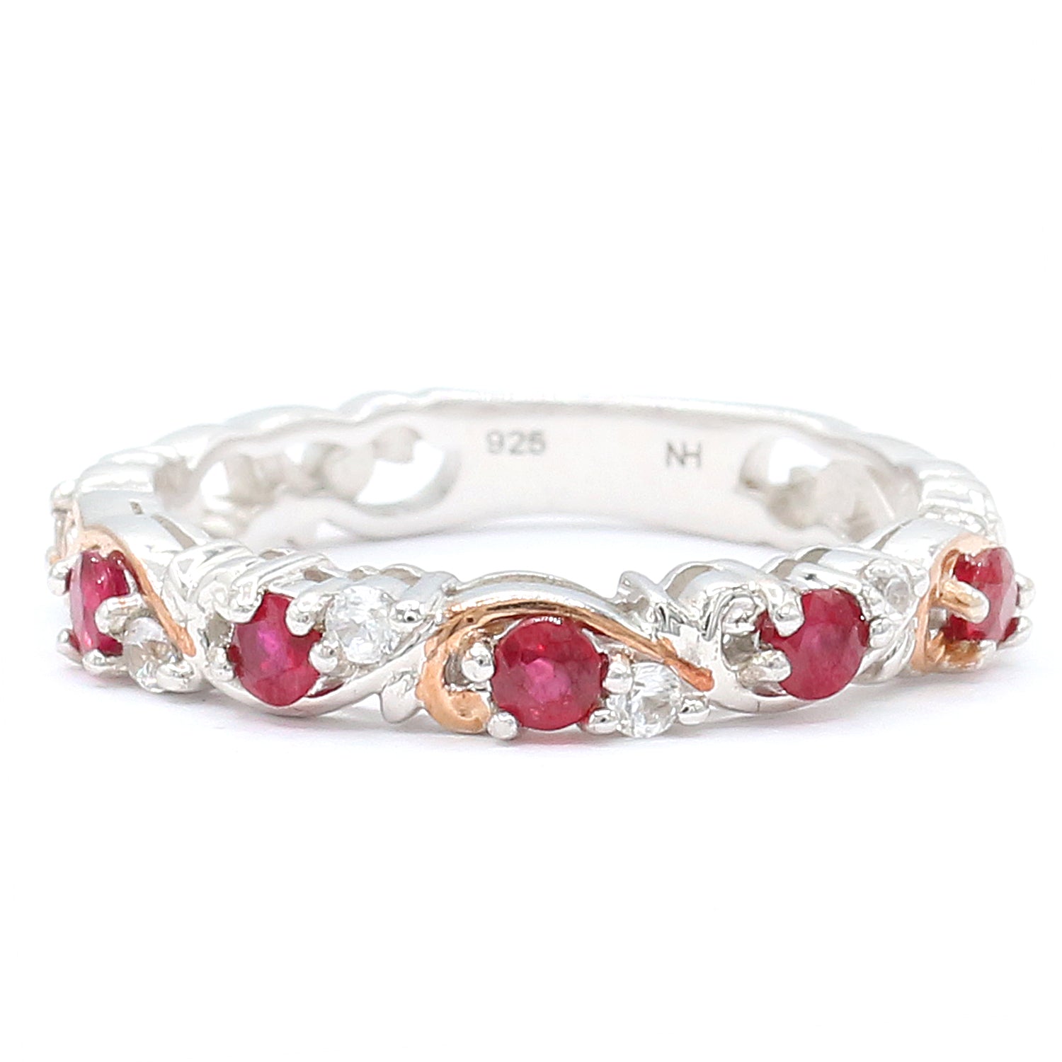 Gems en Vogue 0.66ctw Ruby & White Zircon Stacking Ring