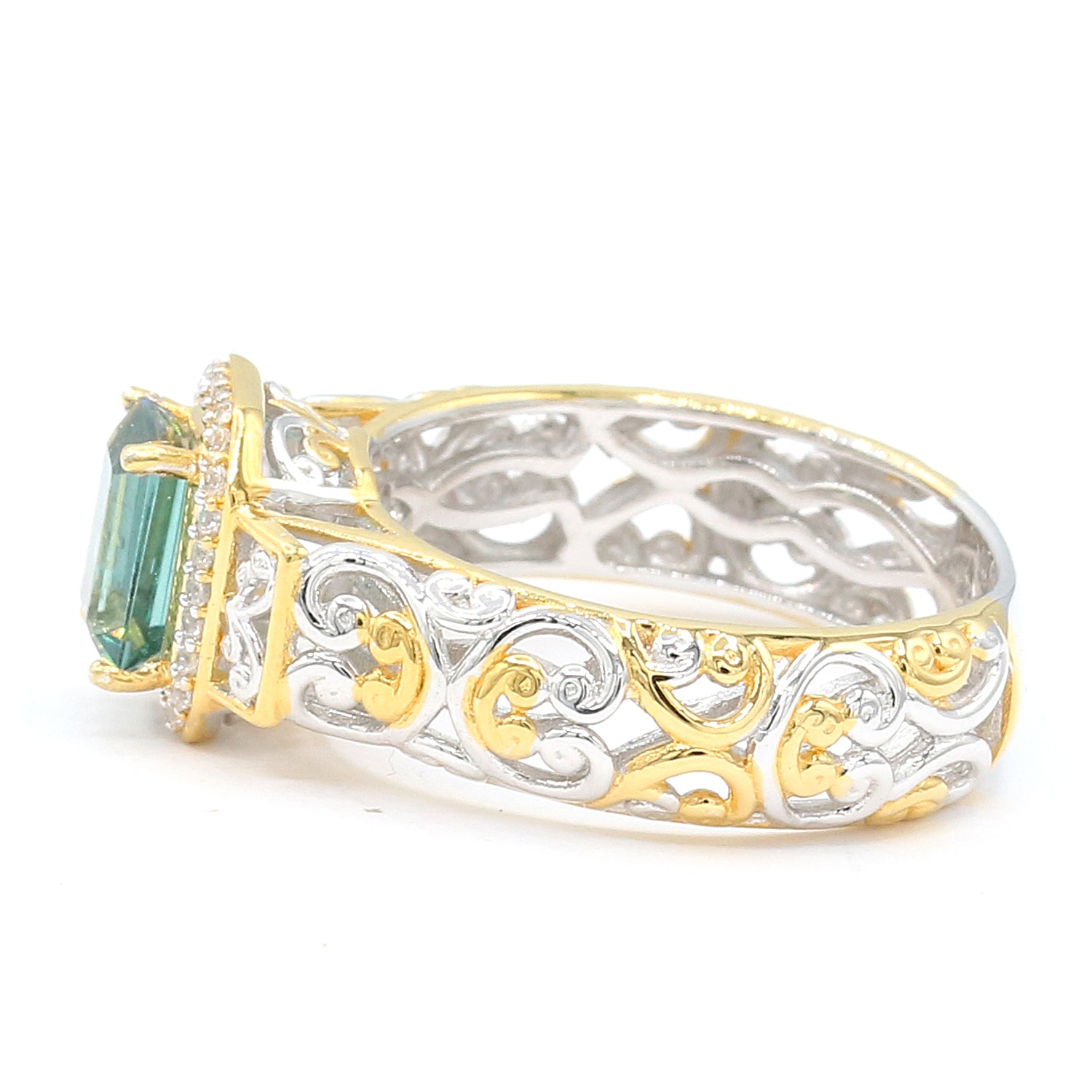 Gems en Vogue 1.16ctw Emerald & Diamond Halo Ring