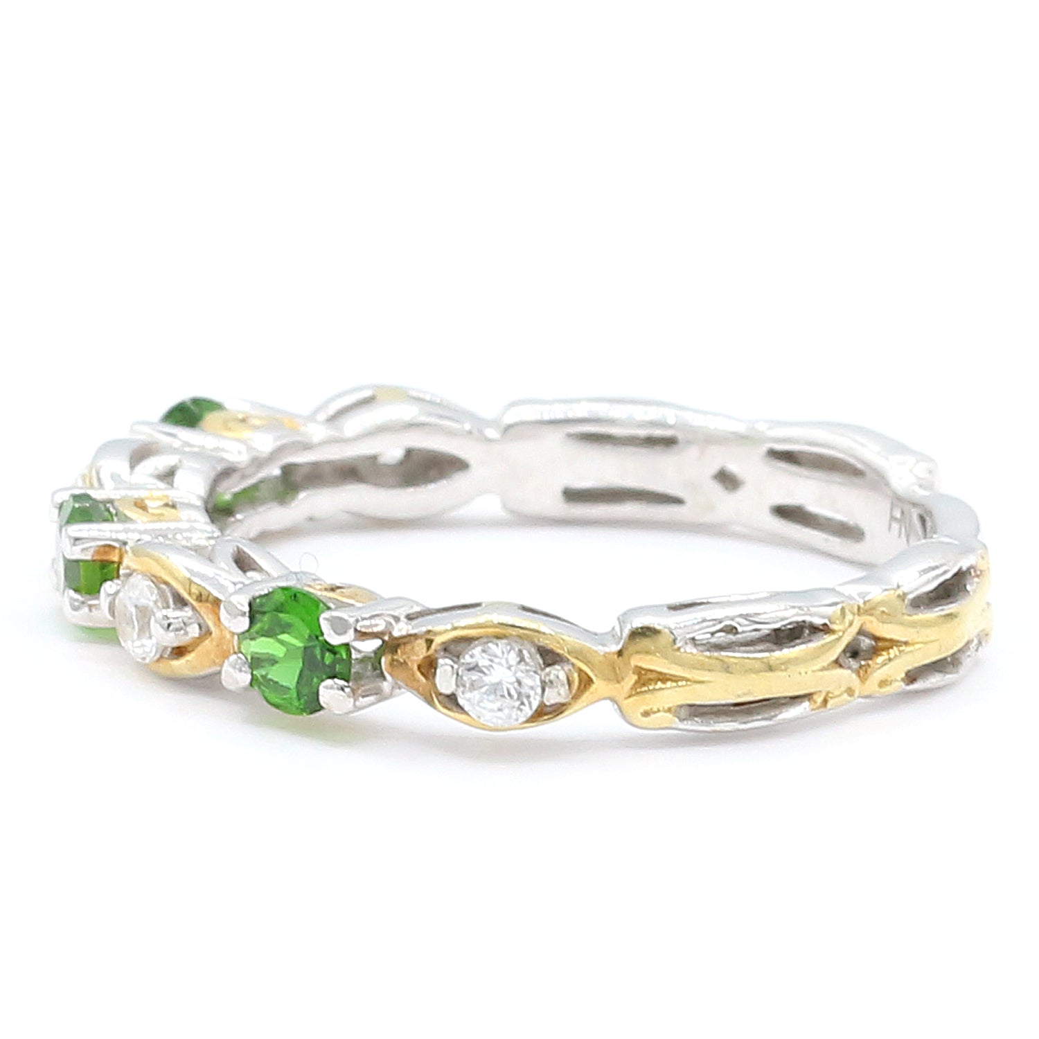 Gems en Vogue 0.44ctw Chrome Diopside & White Zircon Stacking Band Ring