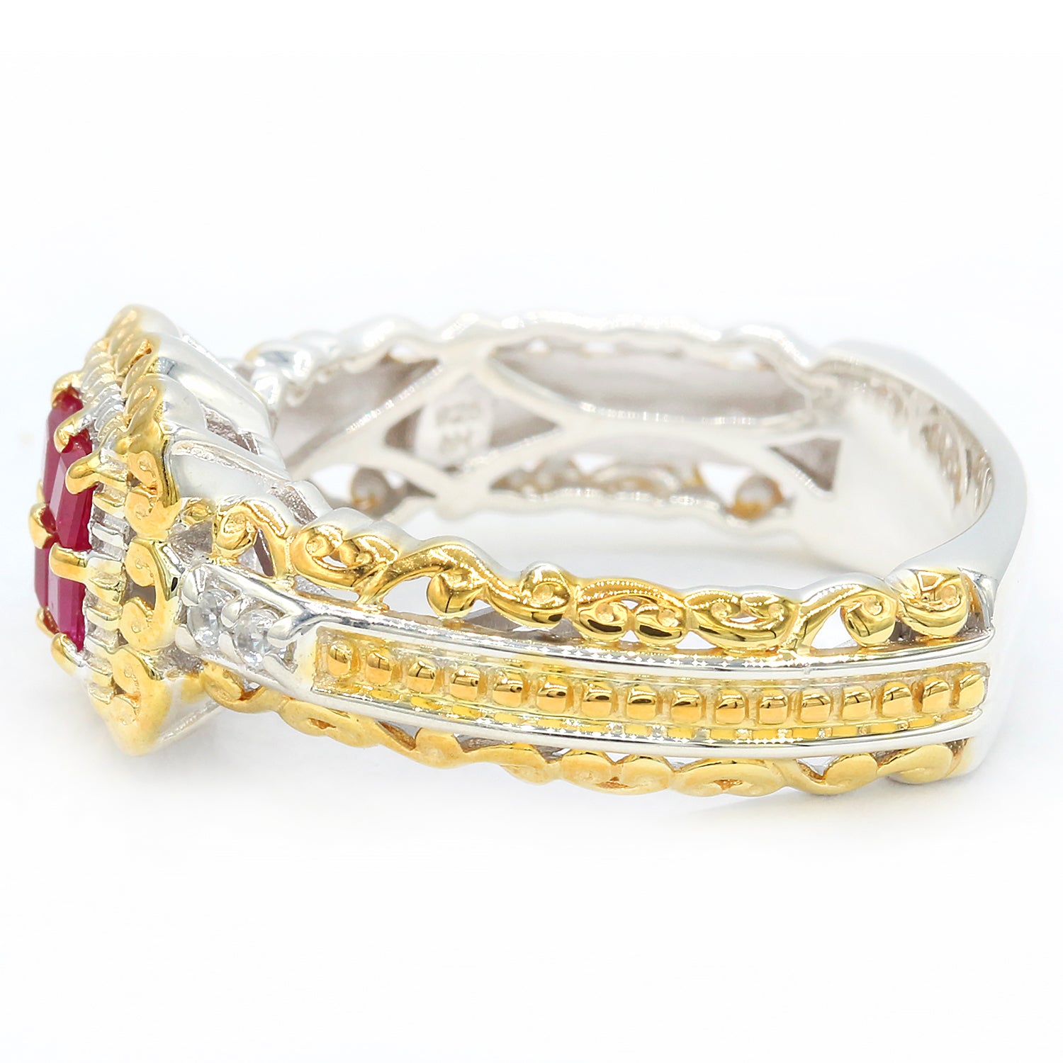Gems en Vogue 0.55ctw Mozambique Ruby & White Zircon Mini Ring