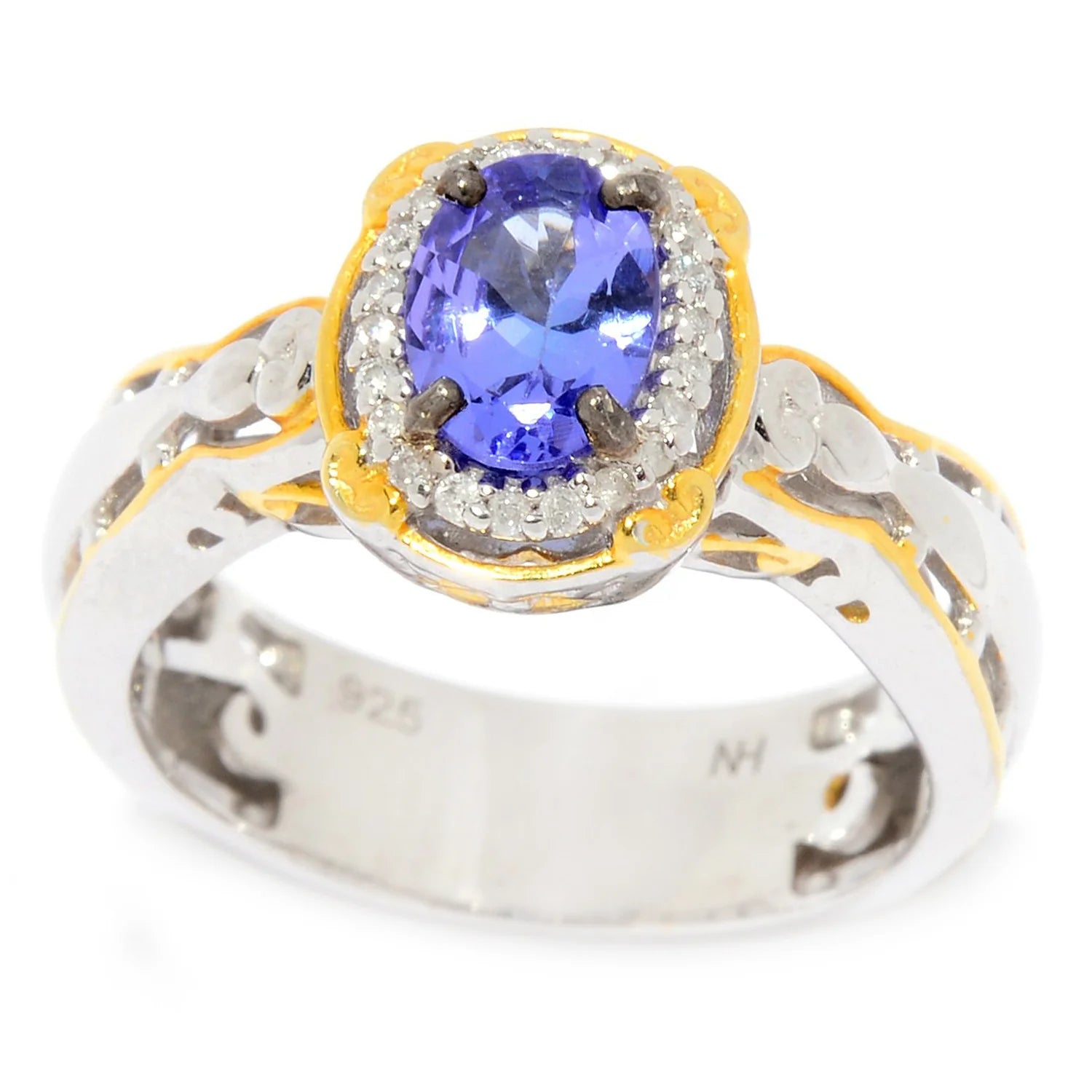 Gems en Vogue 0.94ctw Oval Tanzanite & Diamond Halo Ring