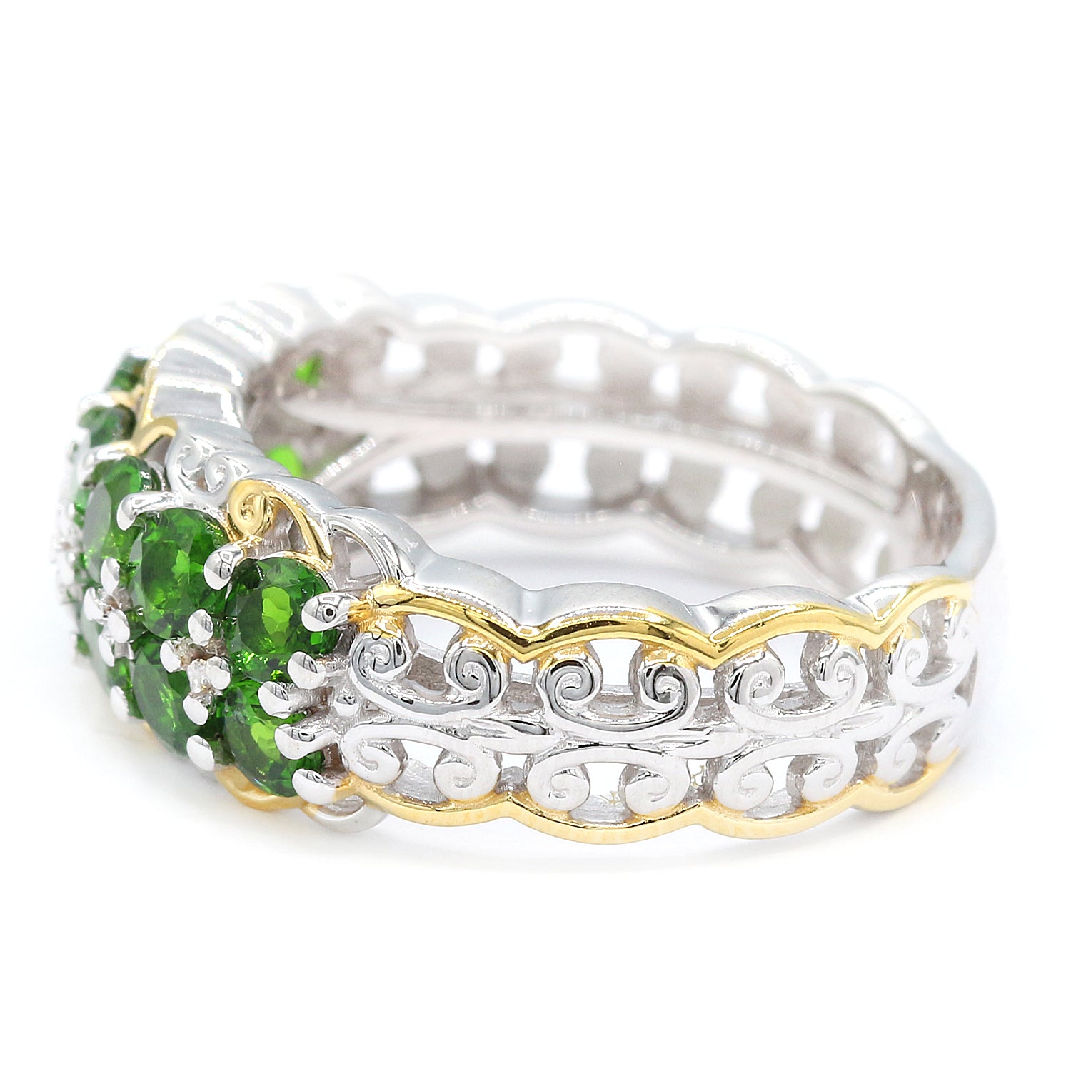 Gems en Vogue 1.68ctw Chrome Diopside Double Row Ring