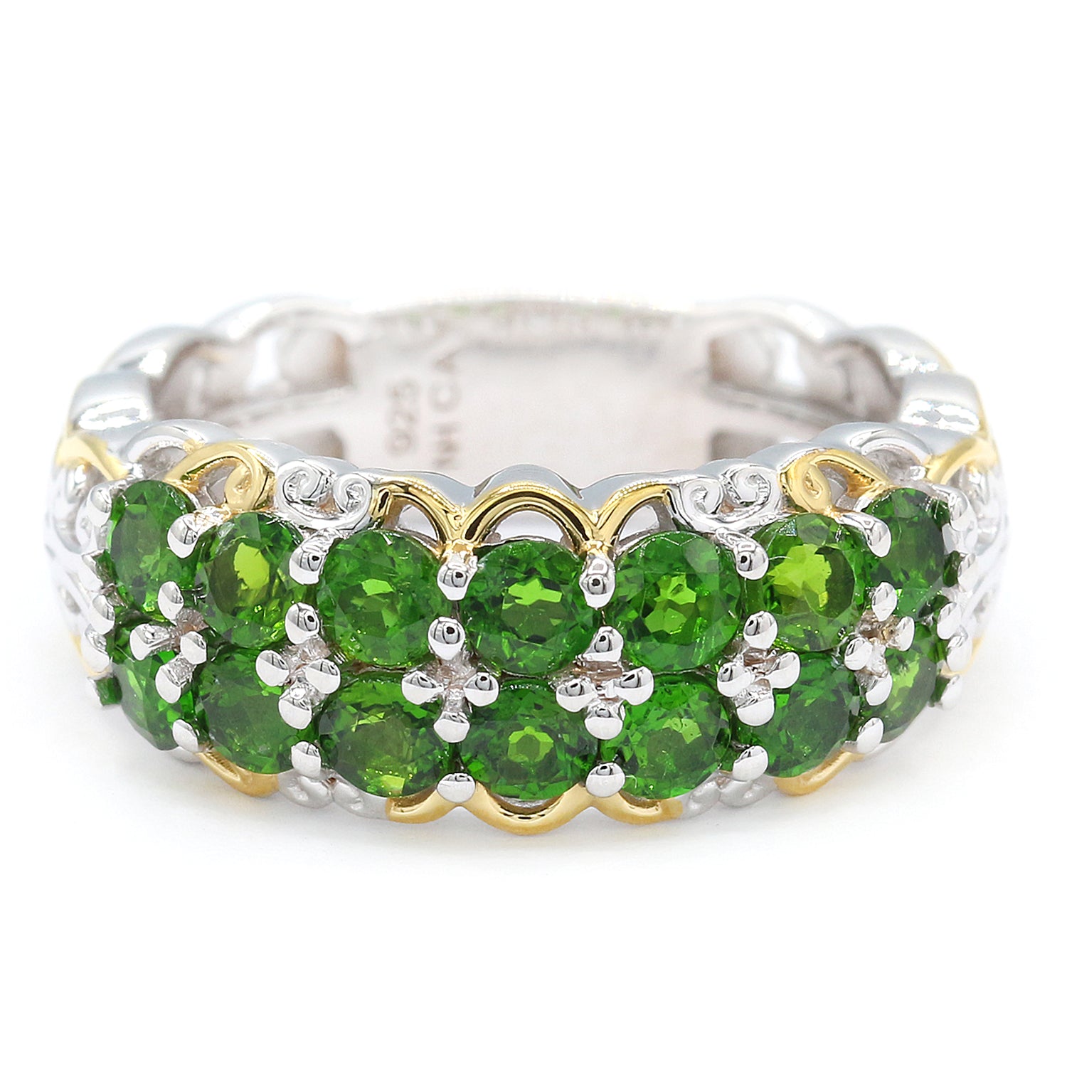 Gems en Vogue 1.68ctw Chrome Diopside Double Row Ring