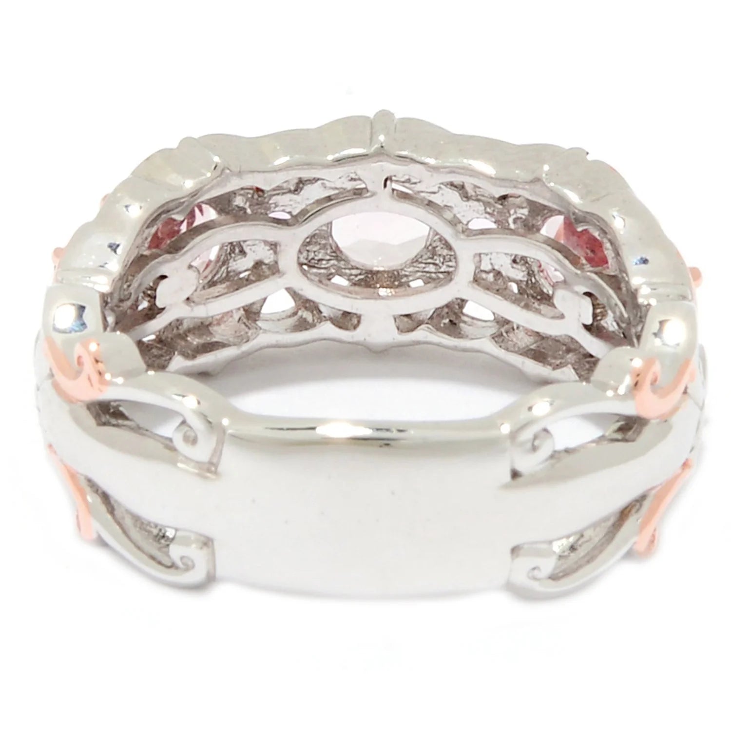 Gems en Vogue 1.28ctw Morganite & Pink Sapphire Band Ring