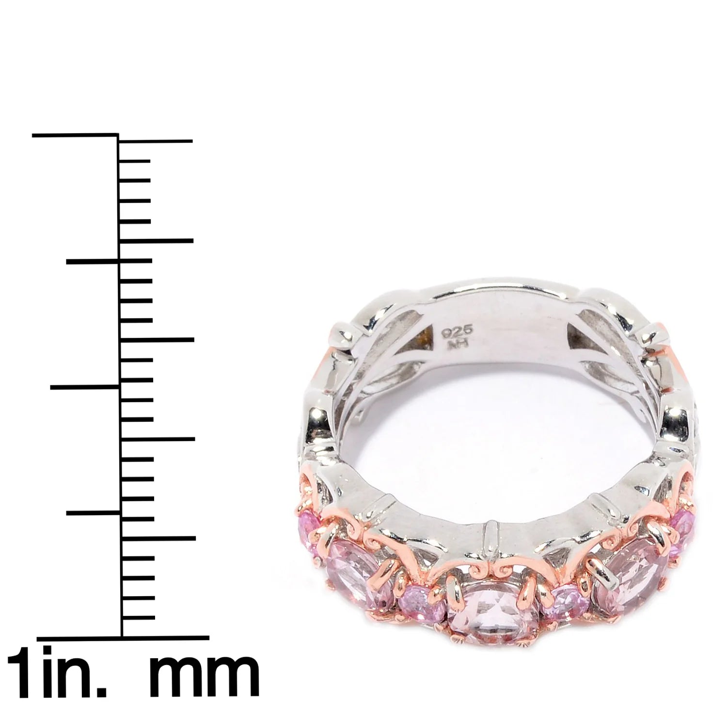 Gems en Vogue 1.28ctw Morganite & Pink Sapphire Band Ring