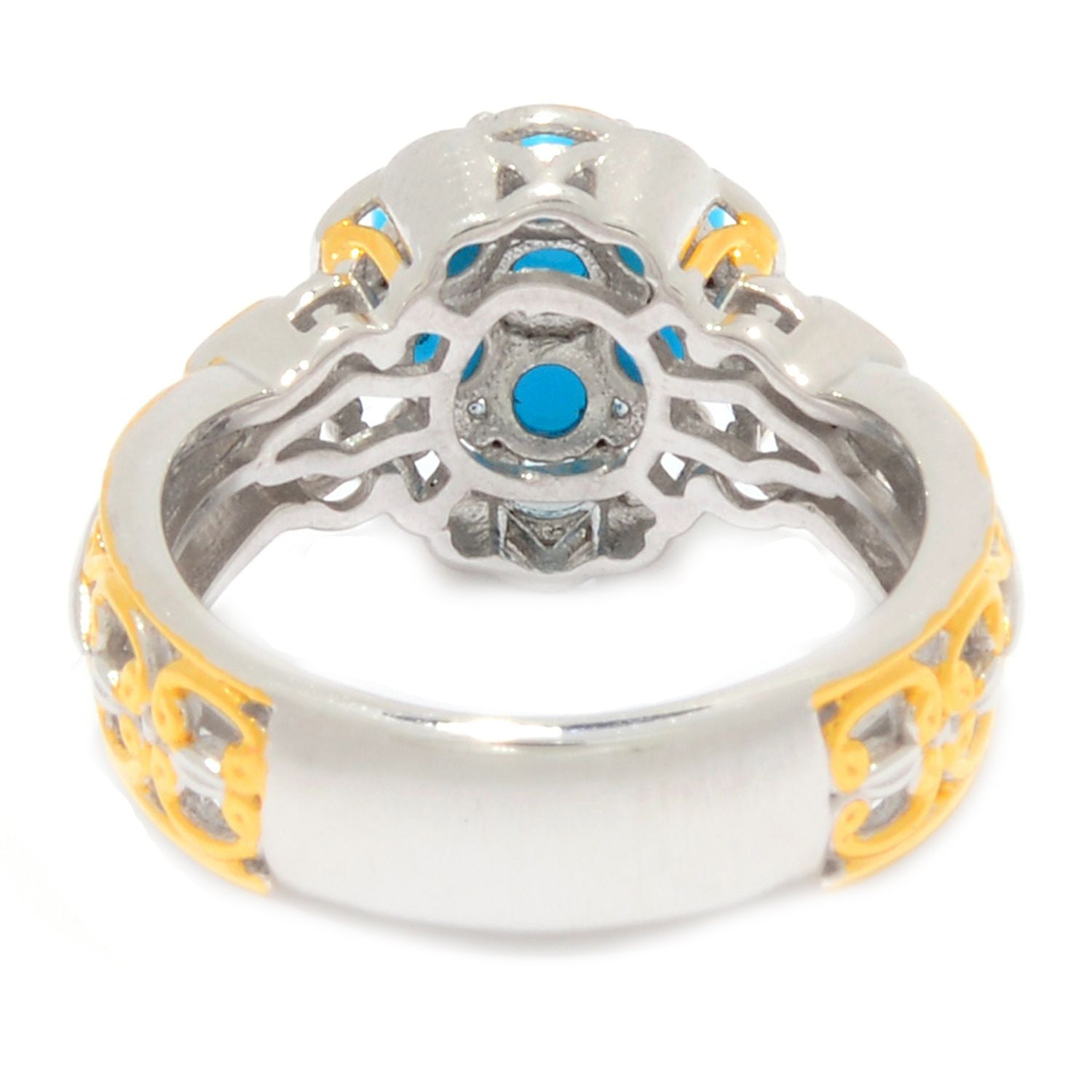 Bague grappe de turquoises Sleeping Beauty en argent palladié 24K Gems en Vogue
