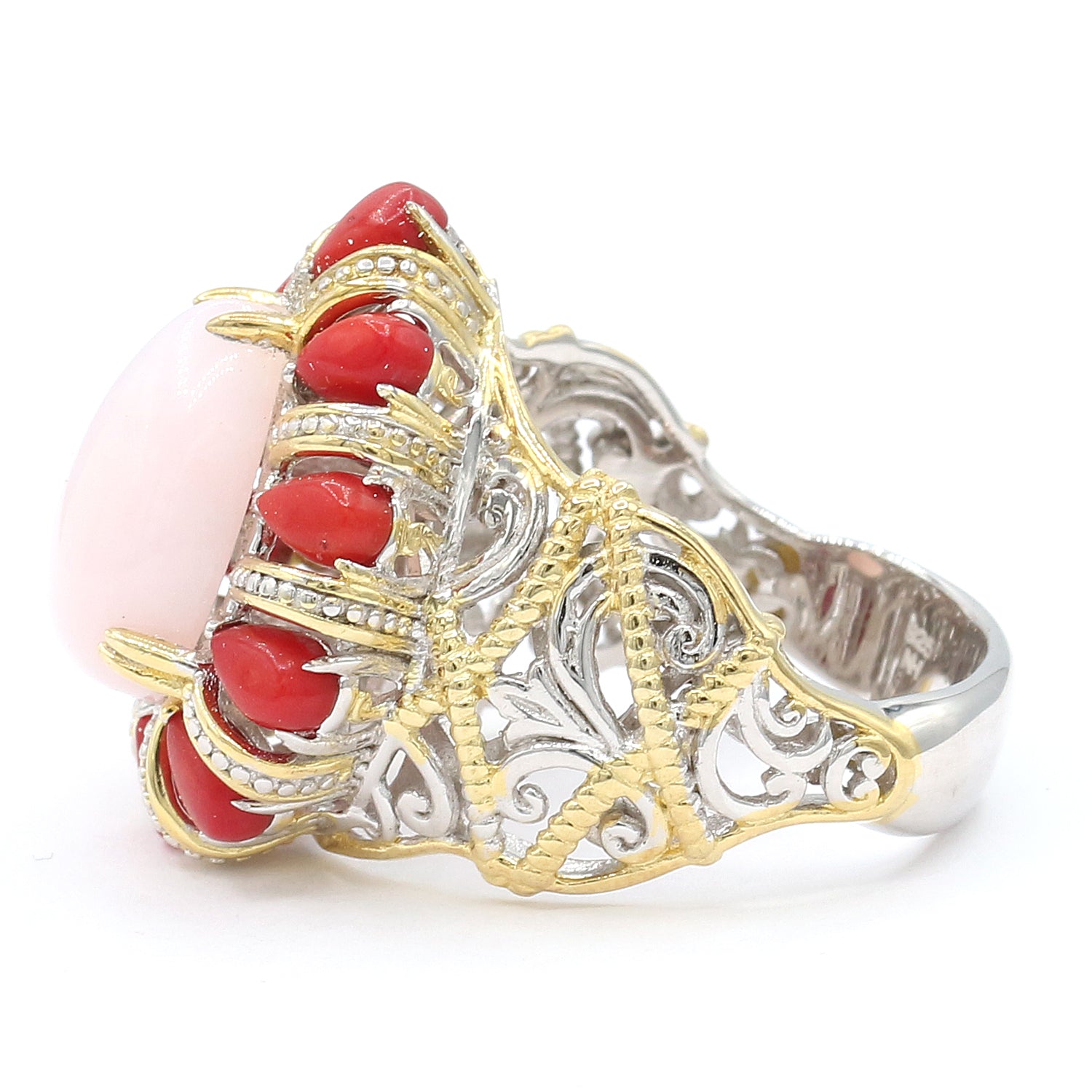 Gems en Vogue Pink Opal & Red Coral Ring