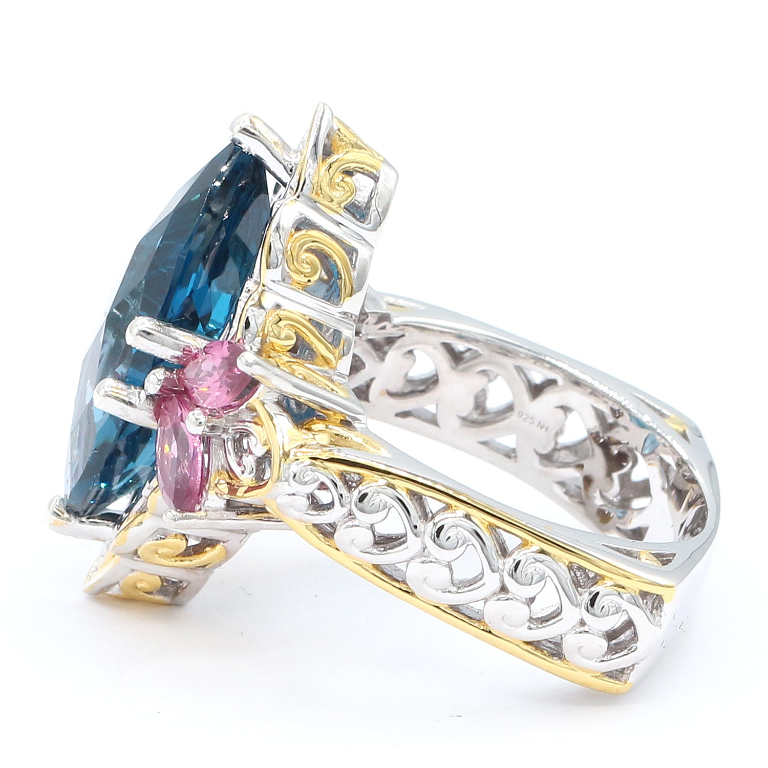 Limited Edition Gems en Vogue 9.68ctw London Blue Topaz & Rose Garnet Ring