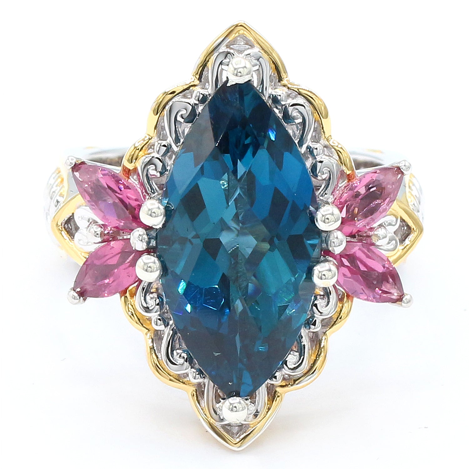 Limited Edition Gems en Vogue 9.68ctw London Blue Topaz & Rose Garnet Ring