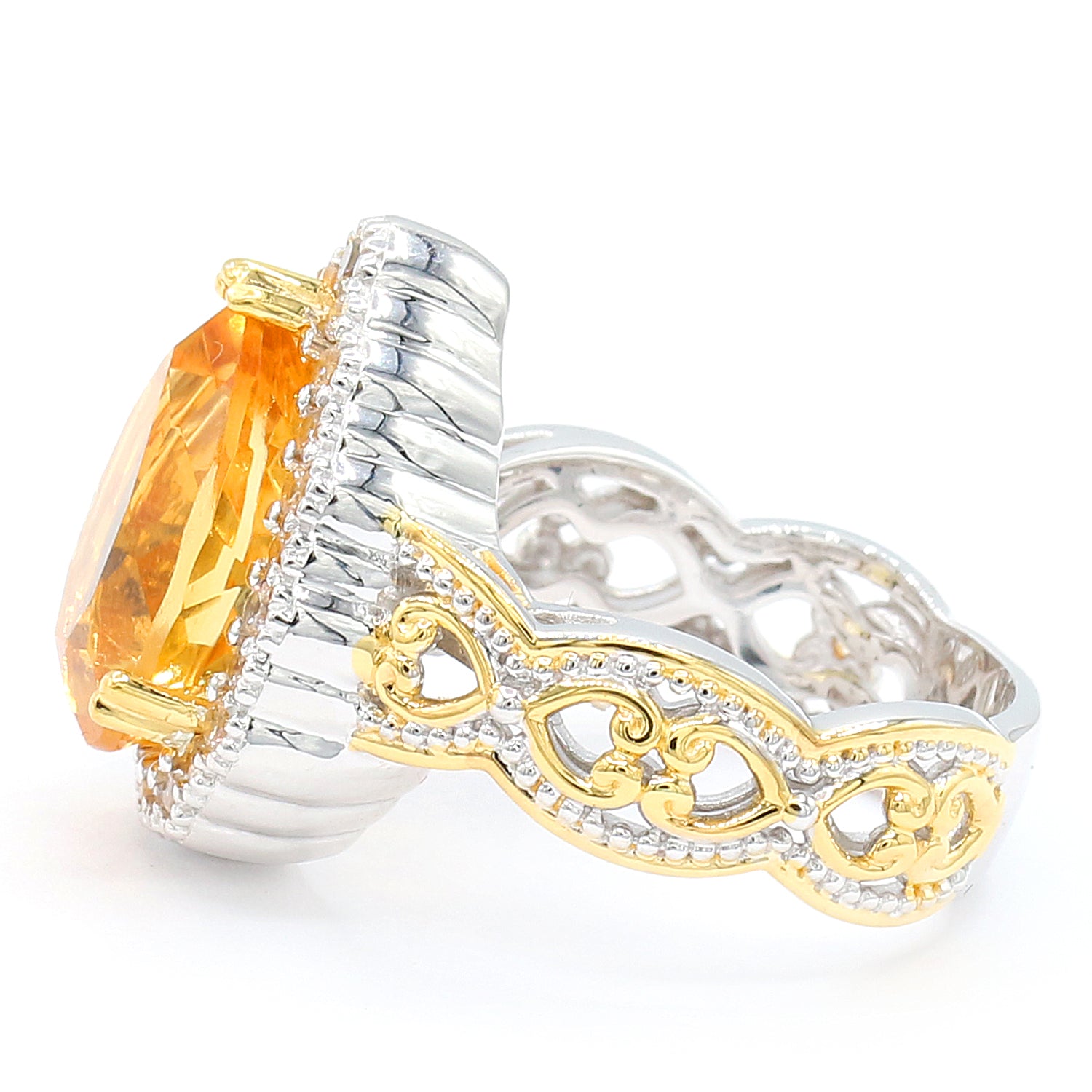 Gems en Vogue 5.74w Golden Citrine & White Zircon Ring