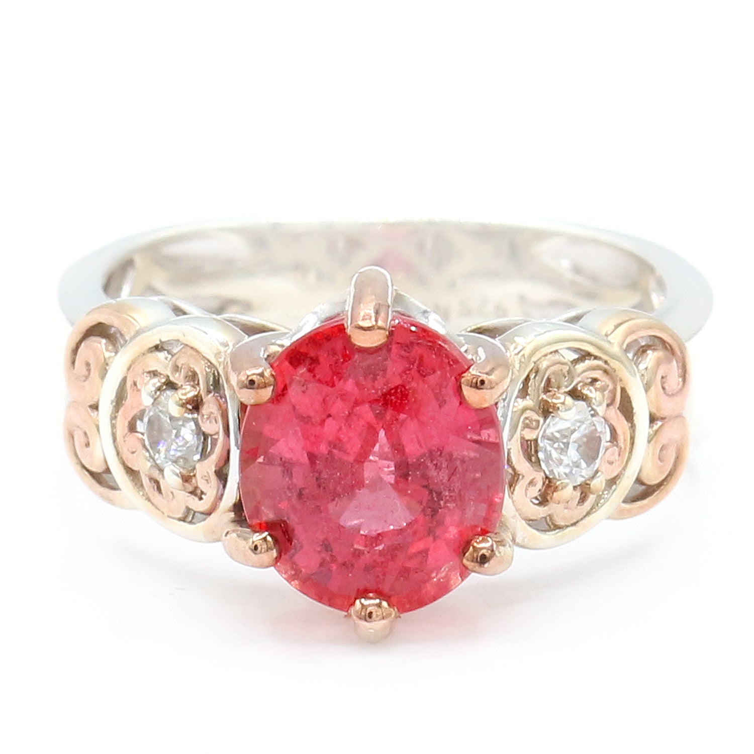Limited Edition Gems en Vogue Luxe, One-of-a-Kind 3.41ctw Padparadscha Sapphire & White Zircon Ring