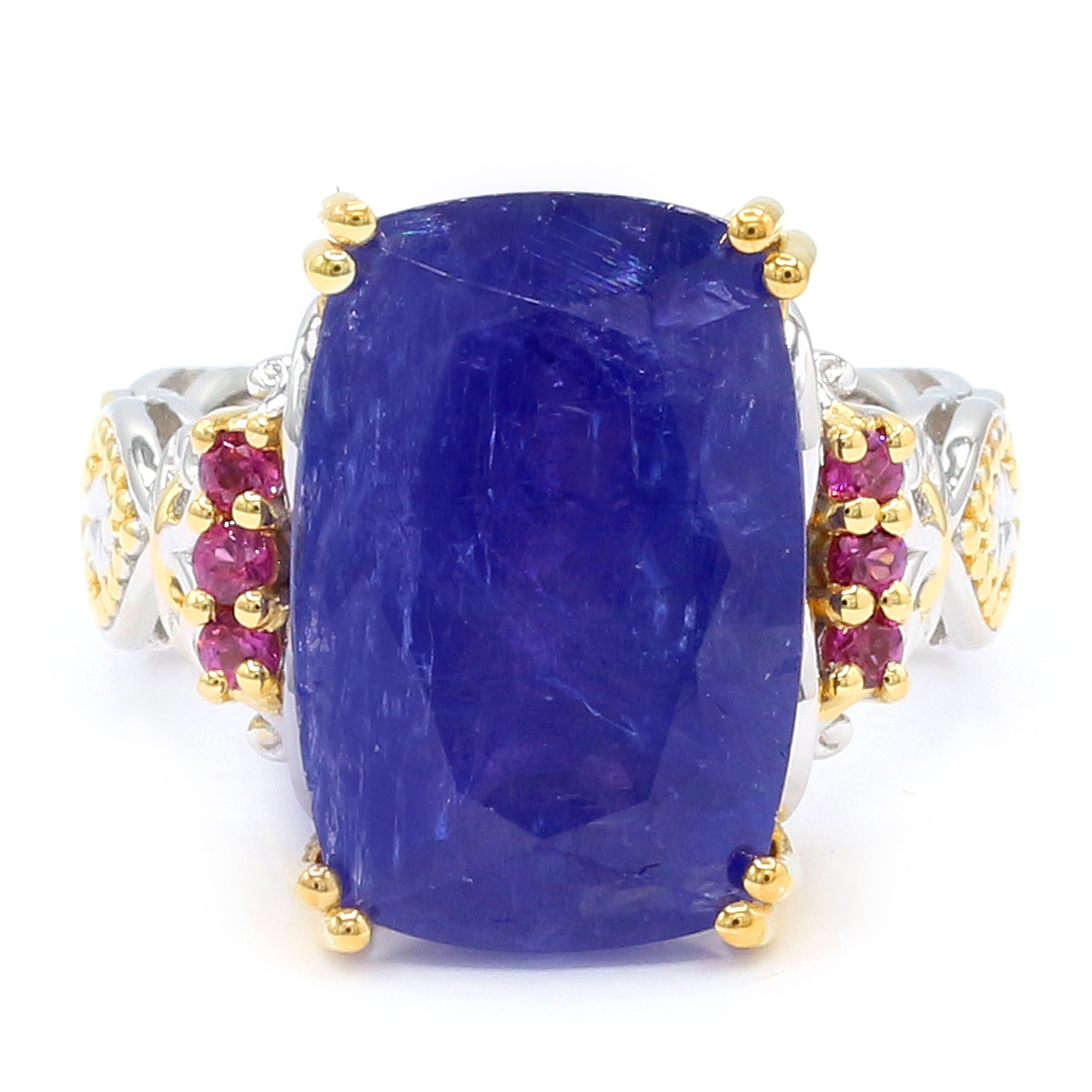 Couture Gems One-of-a-Kind 24K Palladium Silver 16.18ctw Tanzanite & Rhodolite Garnet Ring