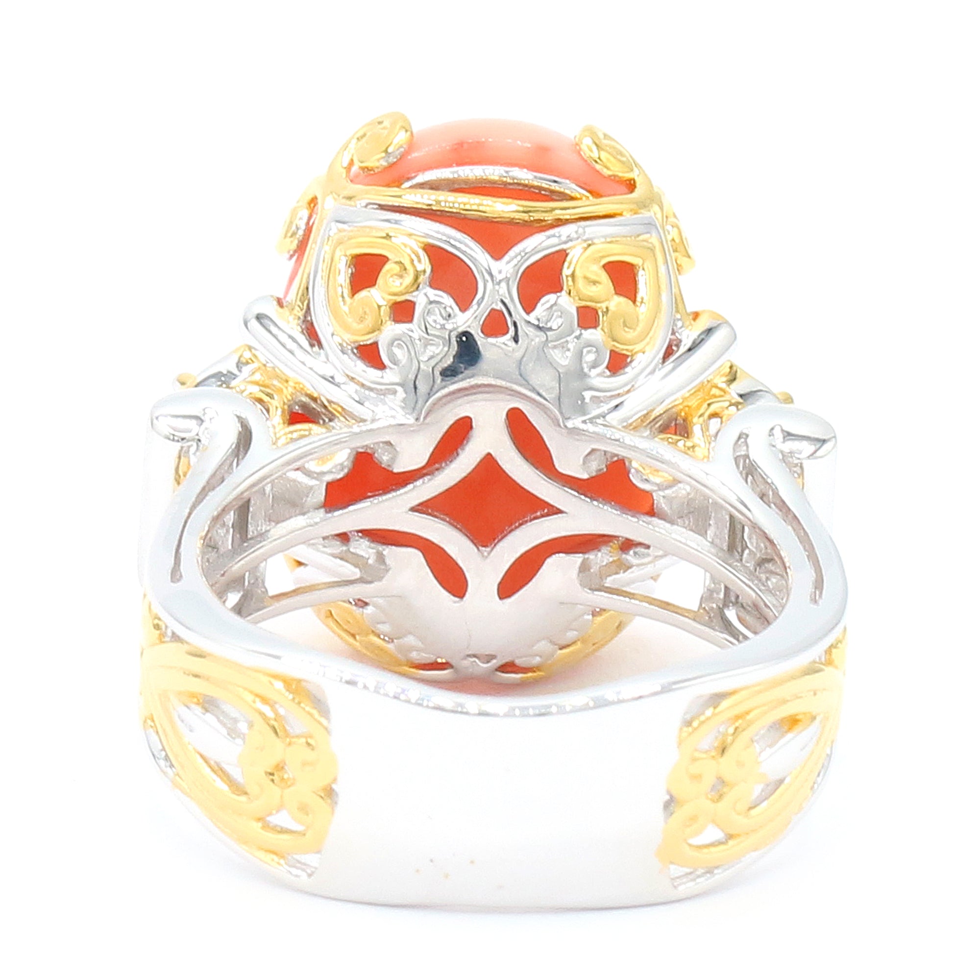 Bague Gems en Vogue en argent palladium 24 carats, corail saumon et zircon blanc