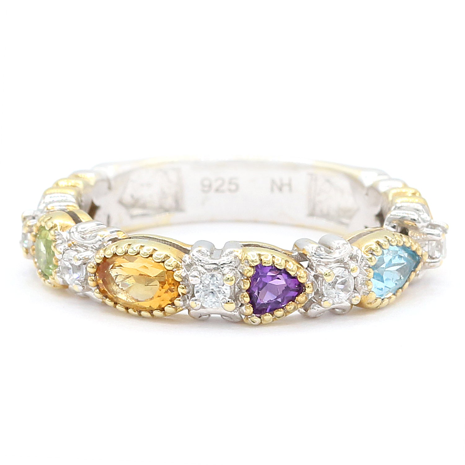 Gems en Vogue 0.87ctw Multi Gemstones Stacking Band Ring