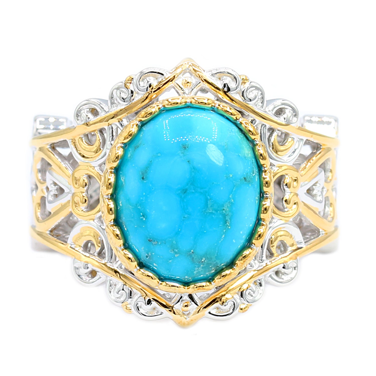 Gems en Vogue Oval Bird's Eye Turquoise Ring