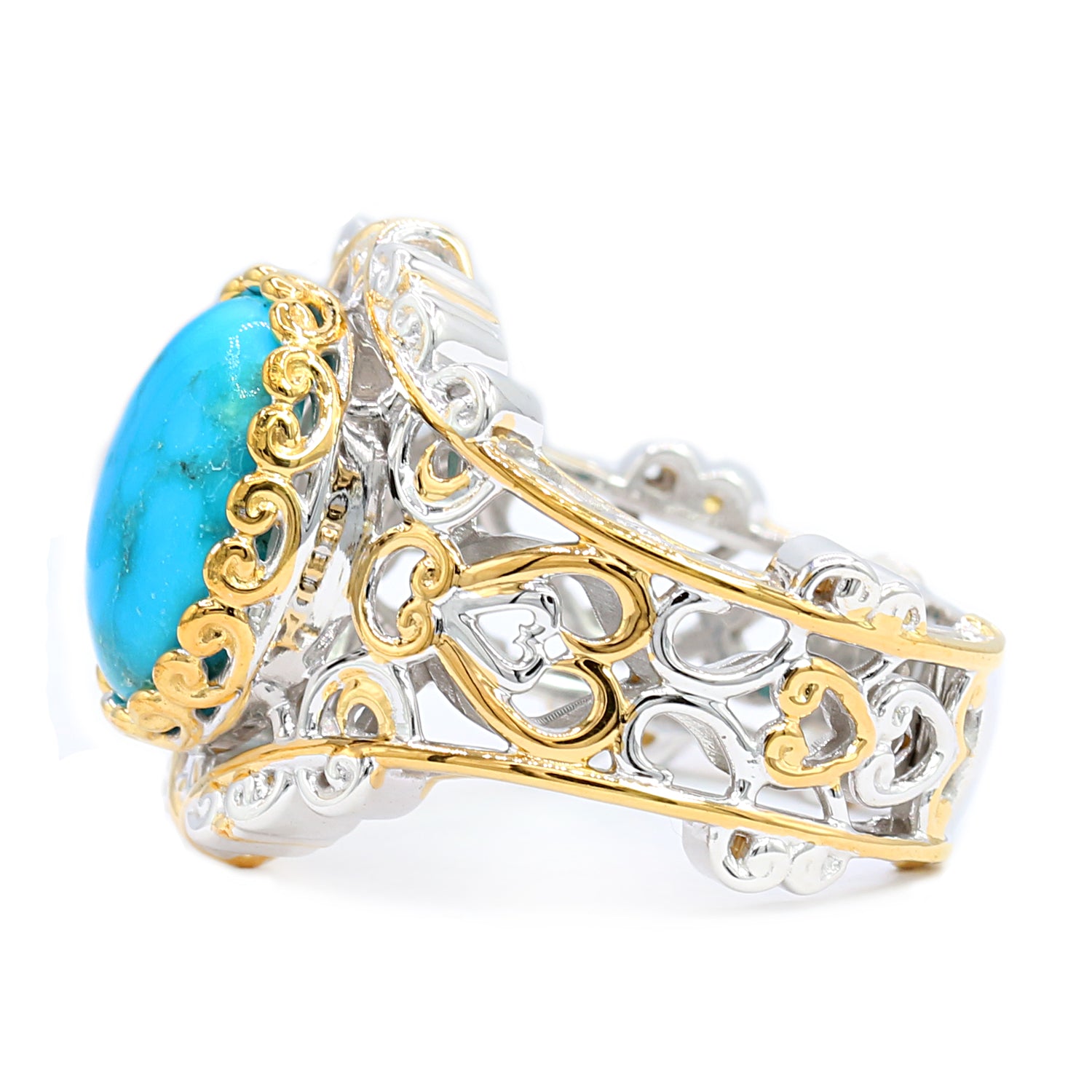 Gems en Vogue Oval Bird's Eye Turquoise Ring