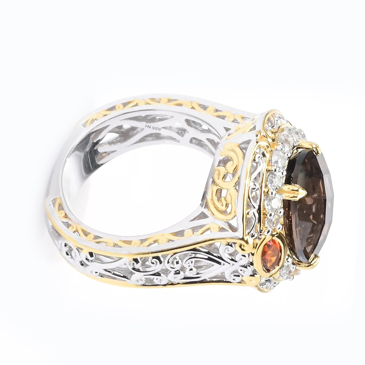 Gems en Vogue 7.47ctw Smoky Quartz, Madeira Citrine & White Zircon Ring