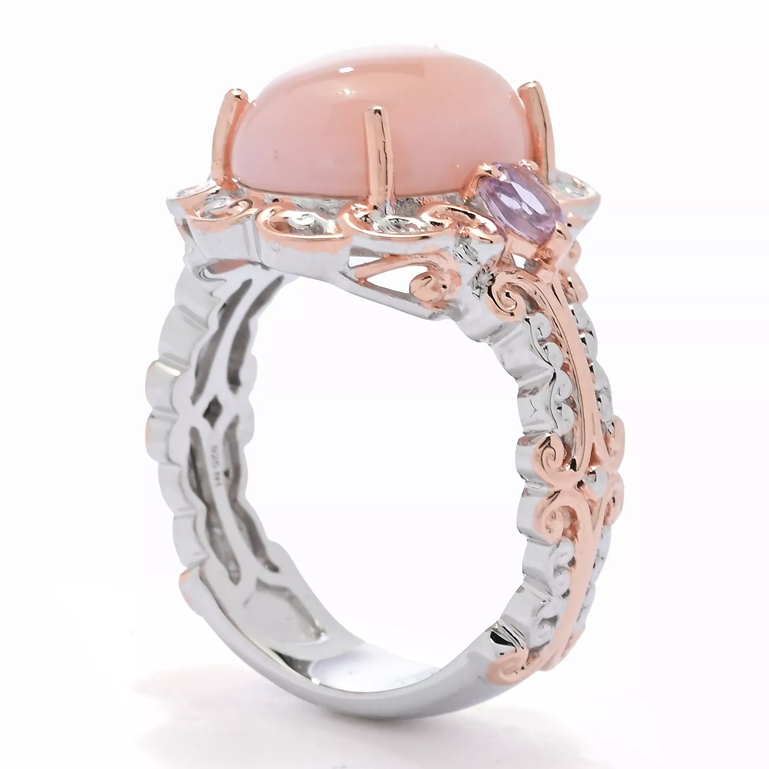 Gems en Vogue Pink Opal & Brazilian Amethyst Ring