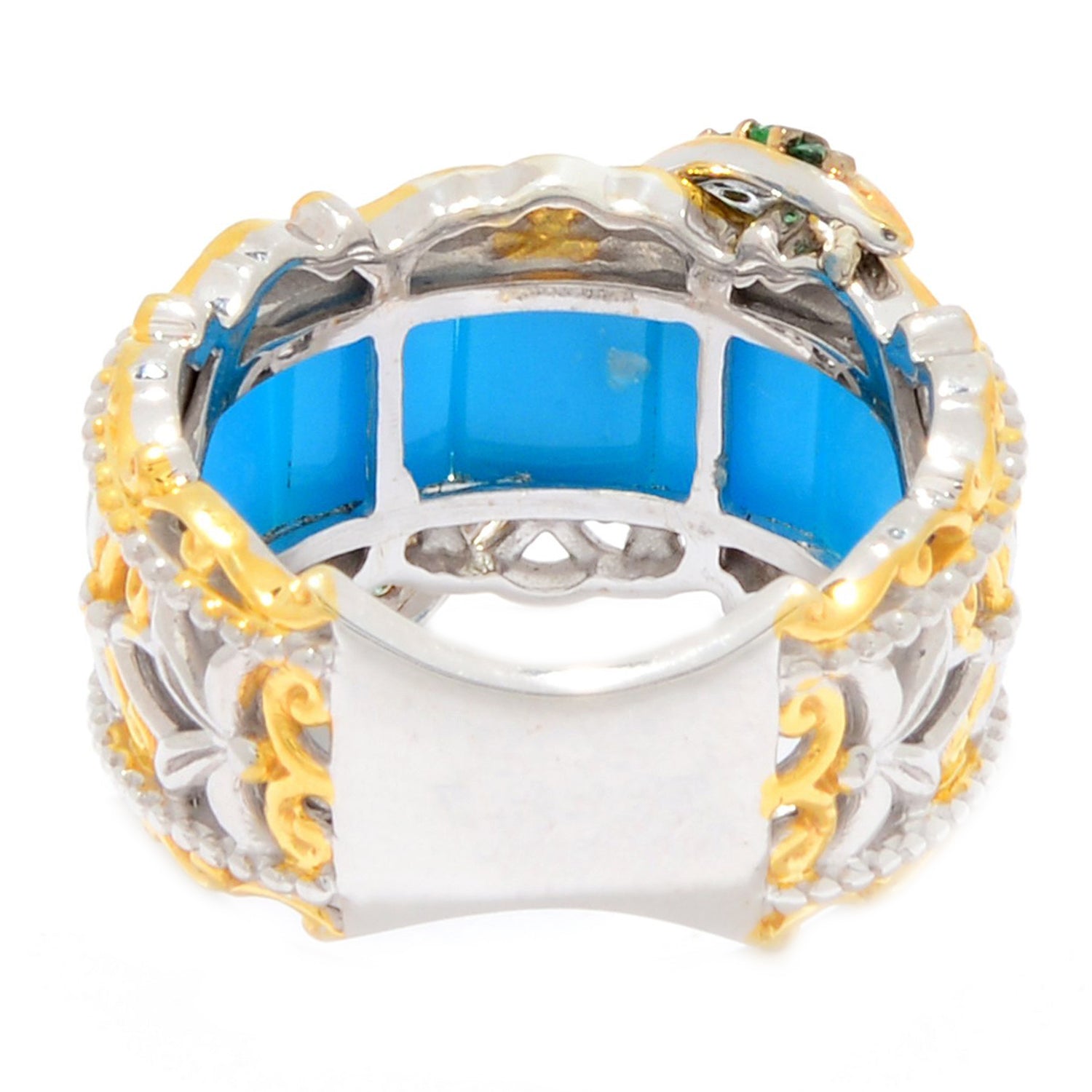 Gems en Vogue Sleeping Beauty Turquoise & Precious Gemstone Highway Ring CANNOT BE RESIZED