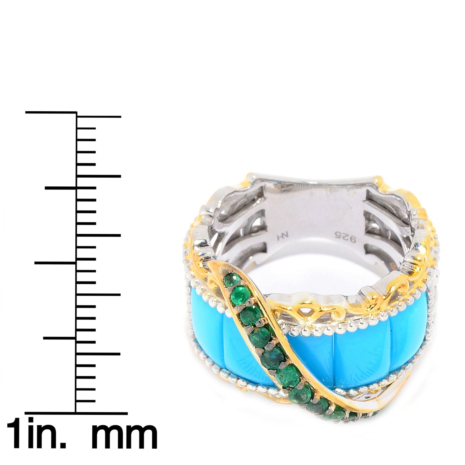 Gems en Vogue Sleeping Beauty Turquoise & Precious Gemstone Highway Ring CANNOT BE RESIZED