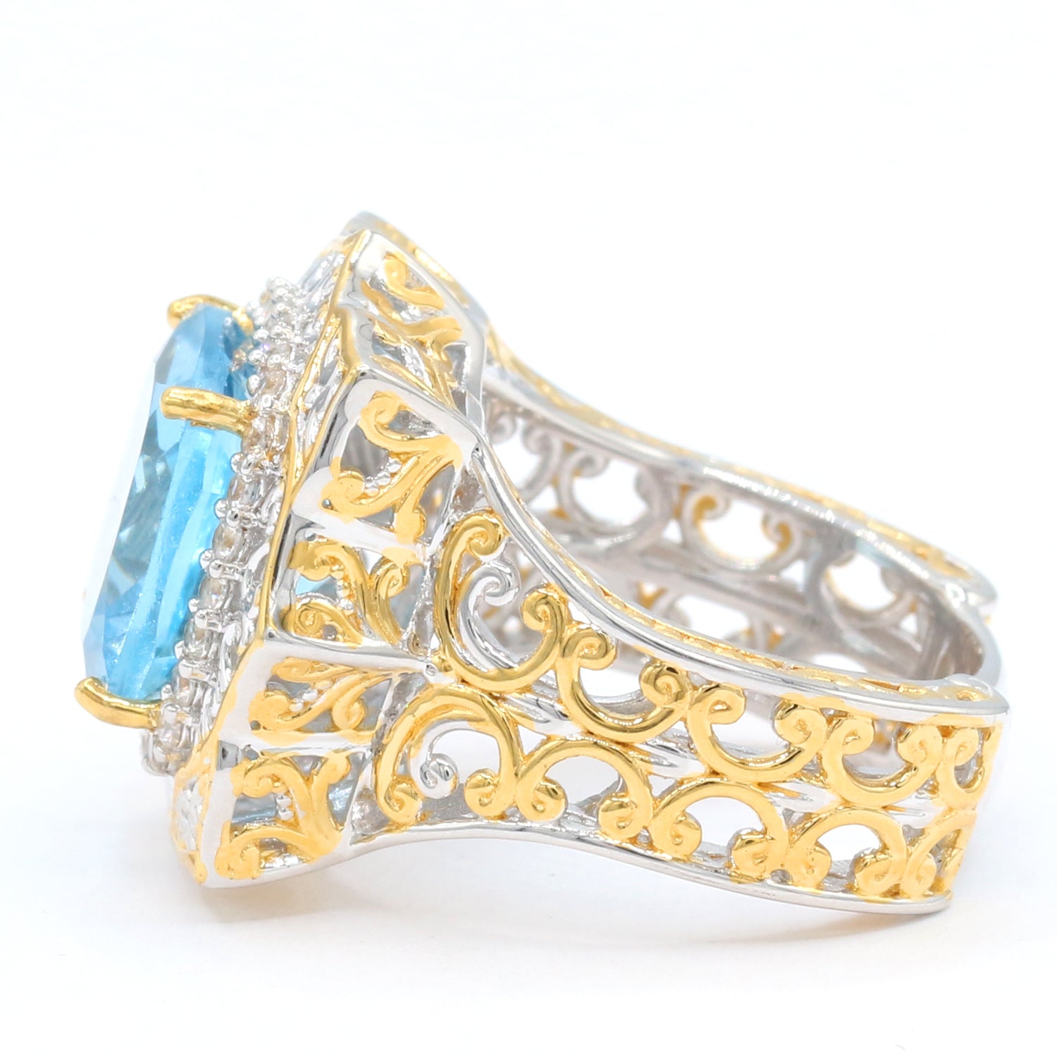 Gems en Vogue 10.16ctw Blue Topaz & White Zircon Ring