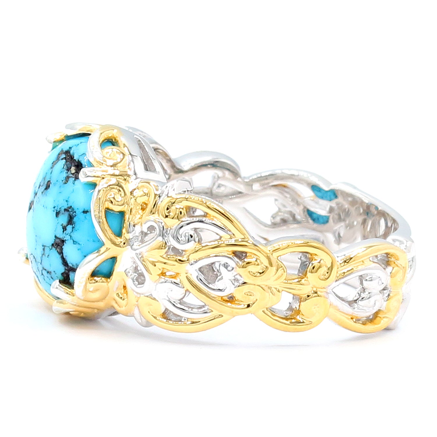 Gems en Vogue Round Spiderweb Turquoise Ring