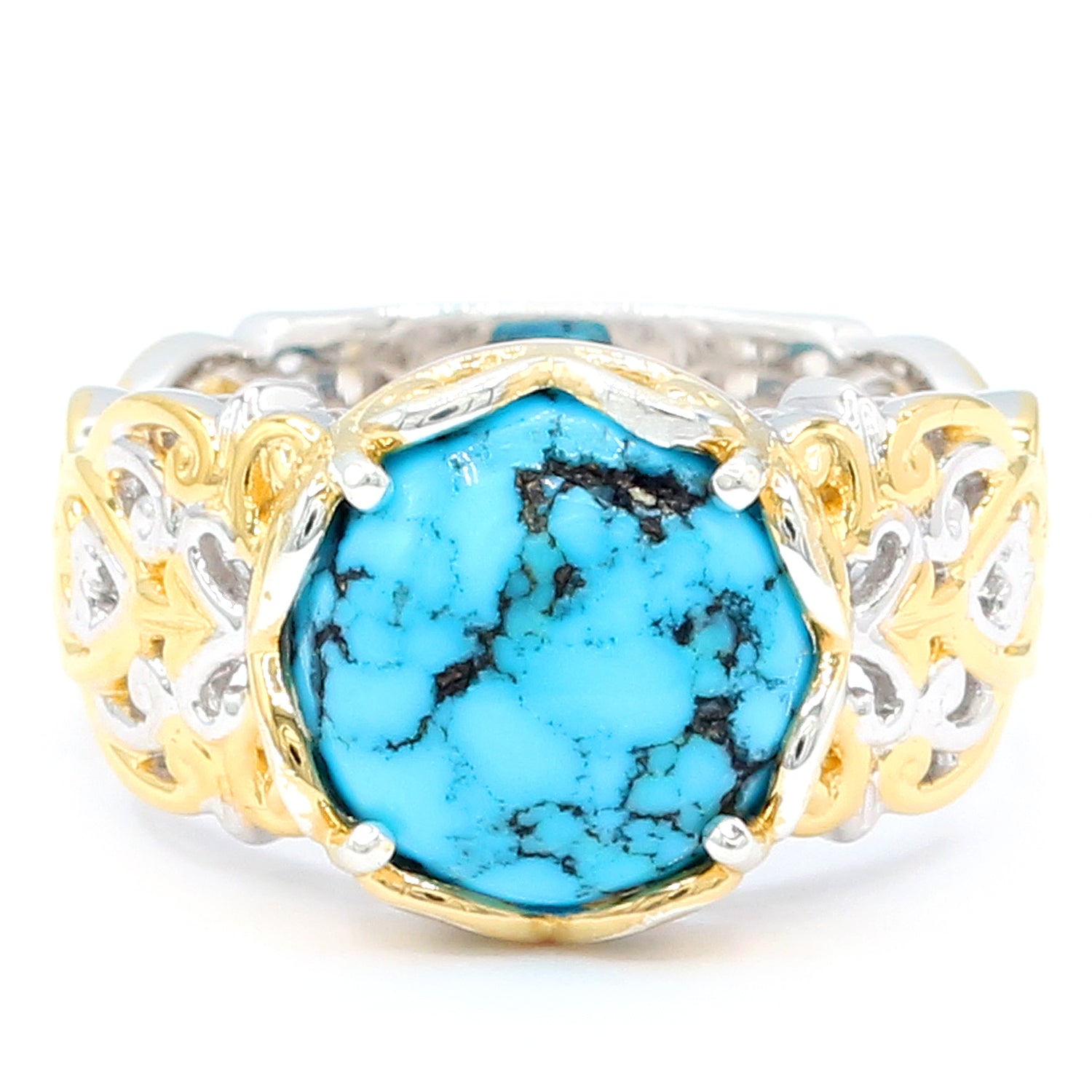 Gems en Vogue Round Spiderweb Turquoise Ring