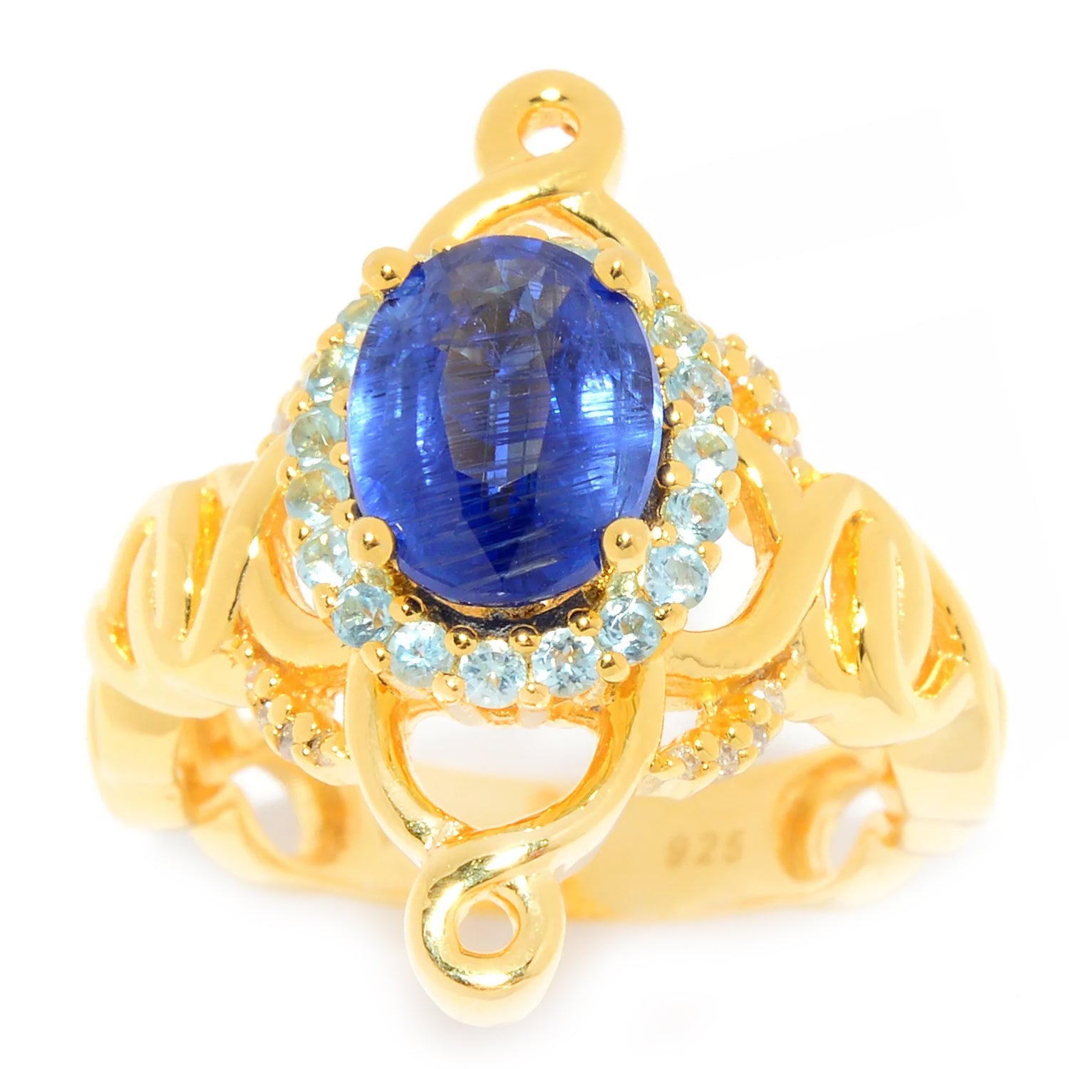 Hall of Jewels 2.38ctw Kyanite, Swiss Blue Topaz & Diamond Ring