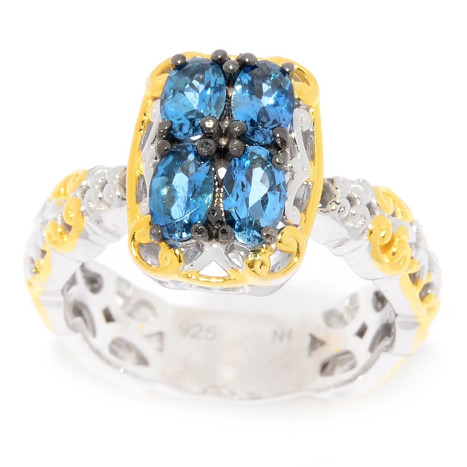 Gems en Vogue 0.83ctw Tanzanian Aquamarine 4-Stone Cluster Ring