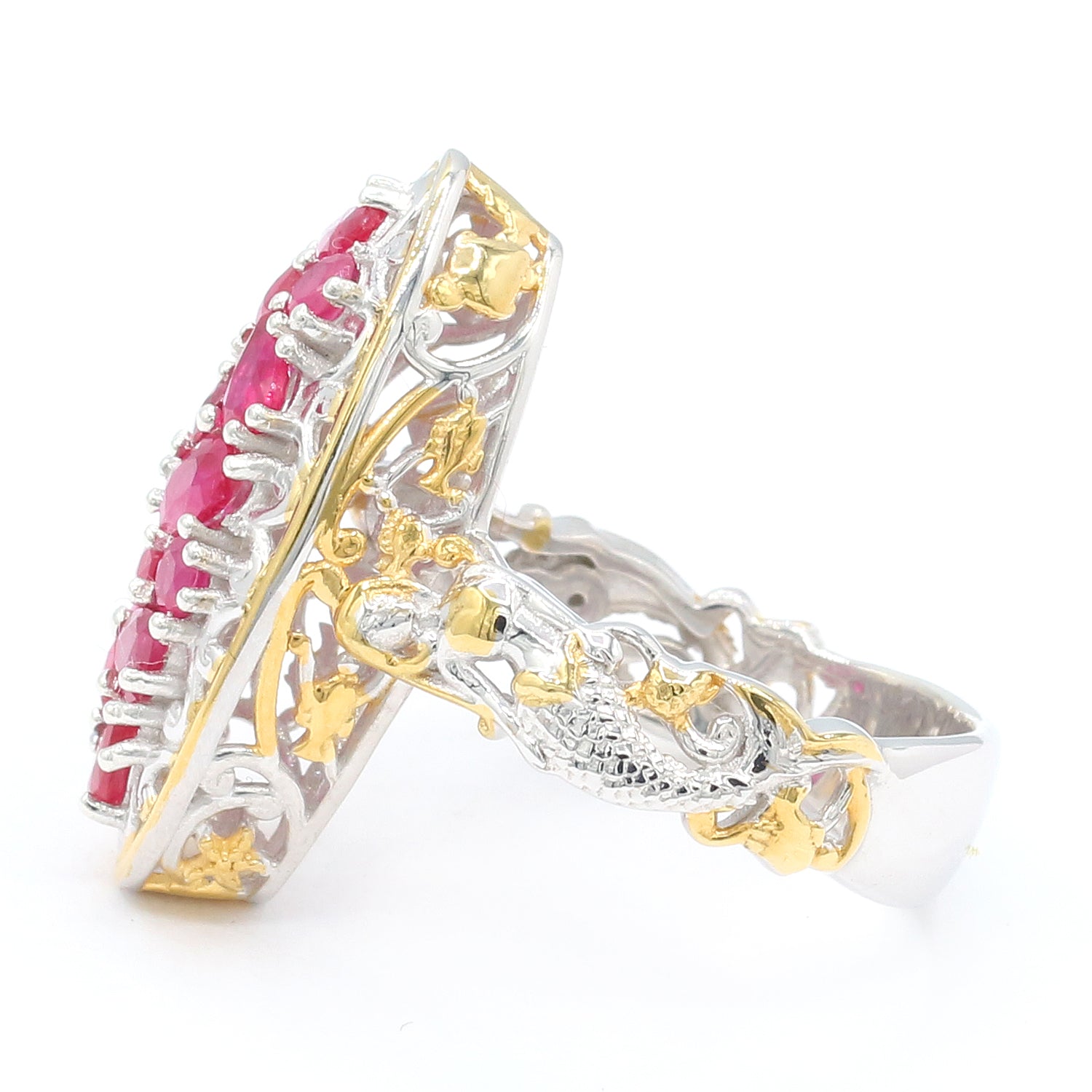 Gems en Vogue One-of-a-kind 2.75ctw Ruby Cluster Mermaid Ring