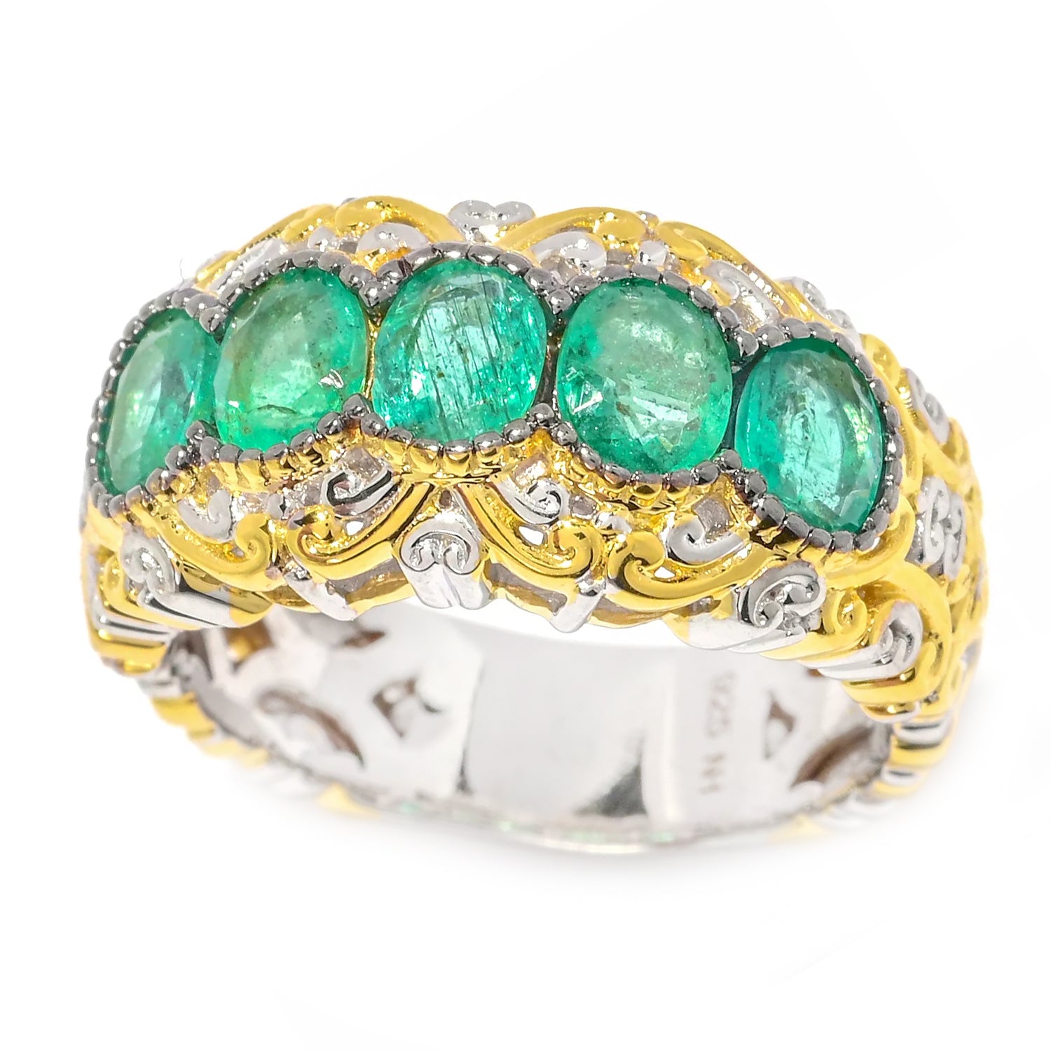 Gems en Vogue 1.60ctw Grizzly Emerald Five Stone Ring