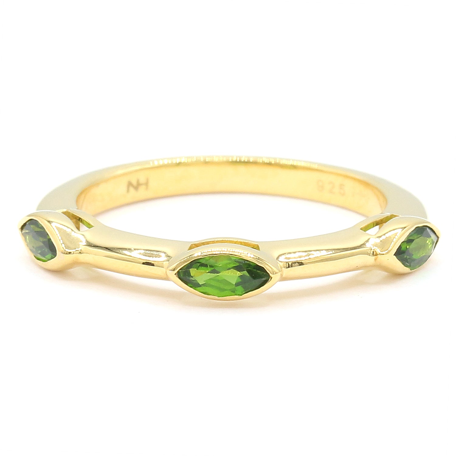 Hall of Jewels 0.54ctw Chrome Diopside Three Stone Ring