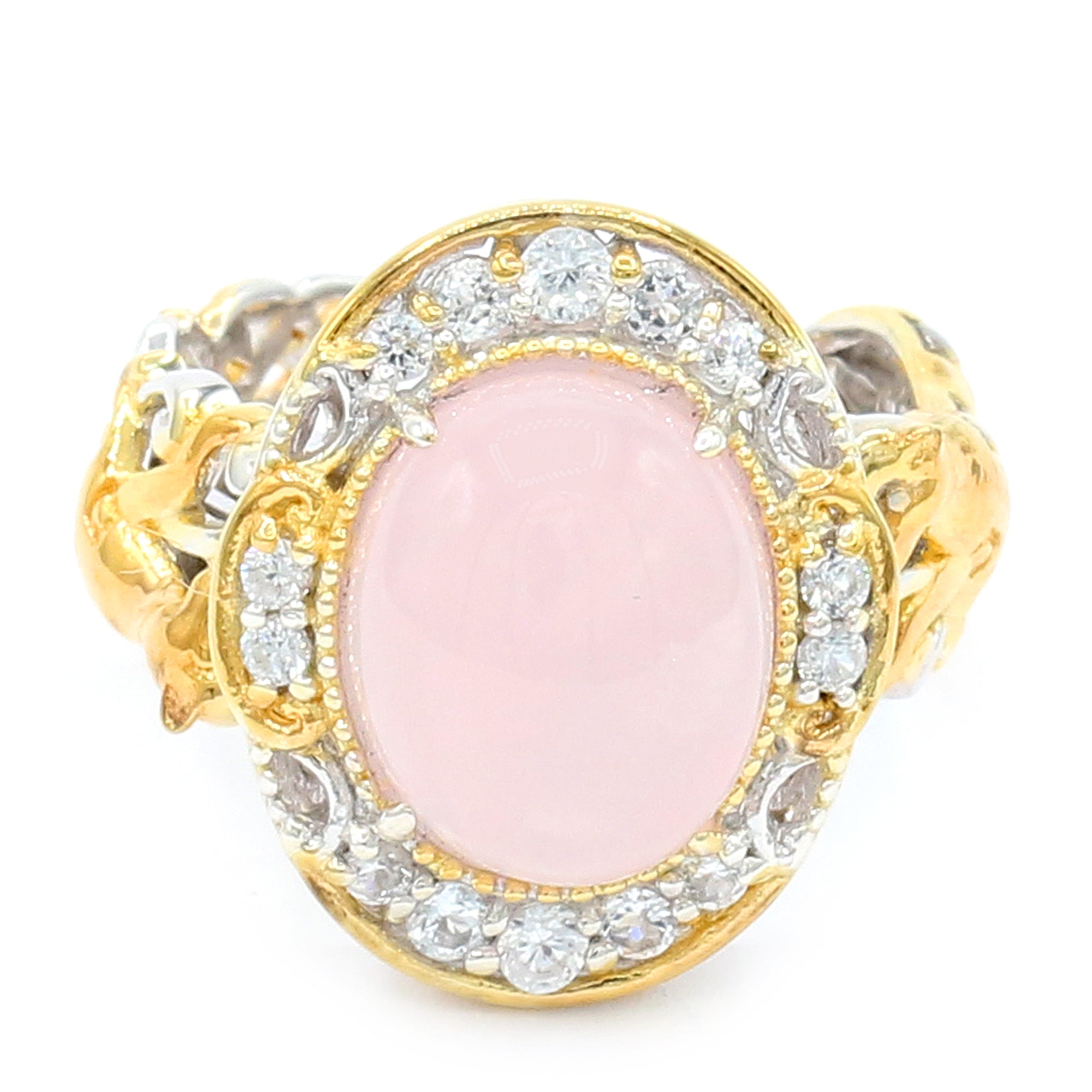 Gems en Vogue One-of-a-Kind Rose Quartz & White Zircon Panther Ring