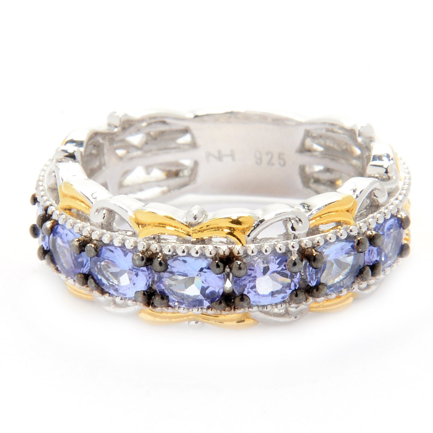 Gems en Vogue 4.20ctw Tanzanite 3-Row Wide Band Ring