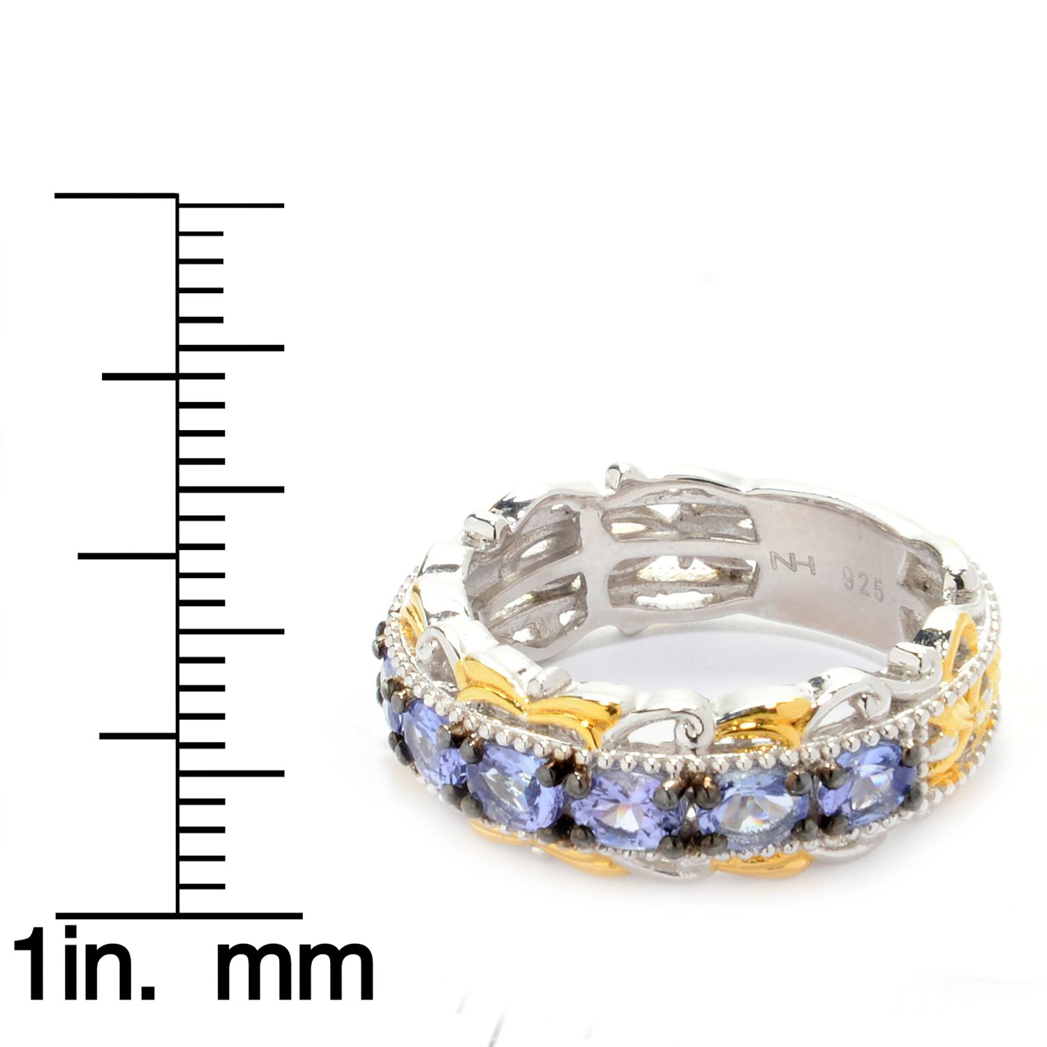 Gems en Vogue 4.20ctw Tanzanite 3-Row Wide Band Ring