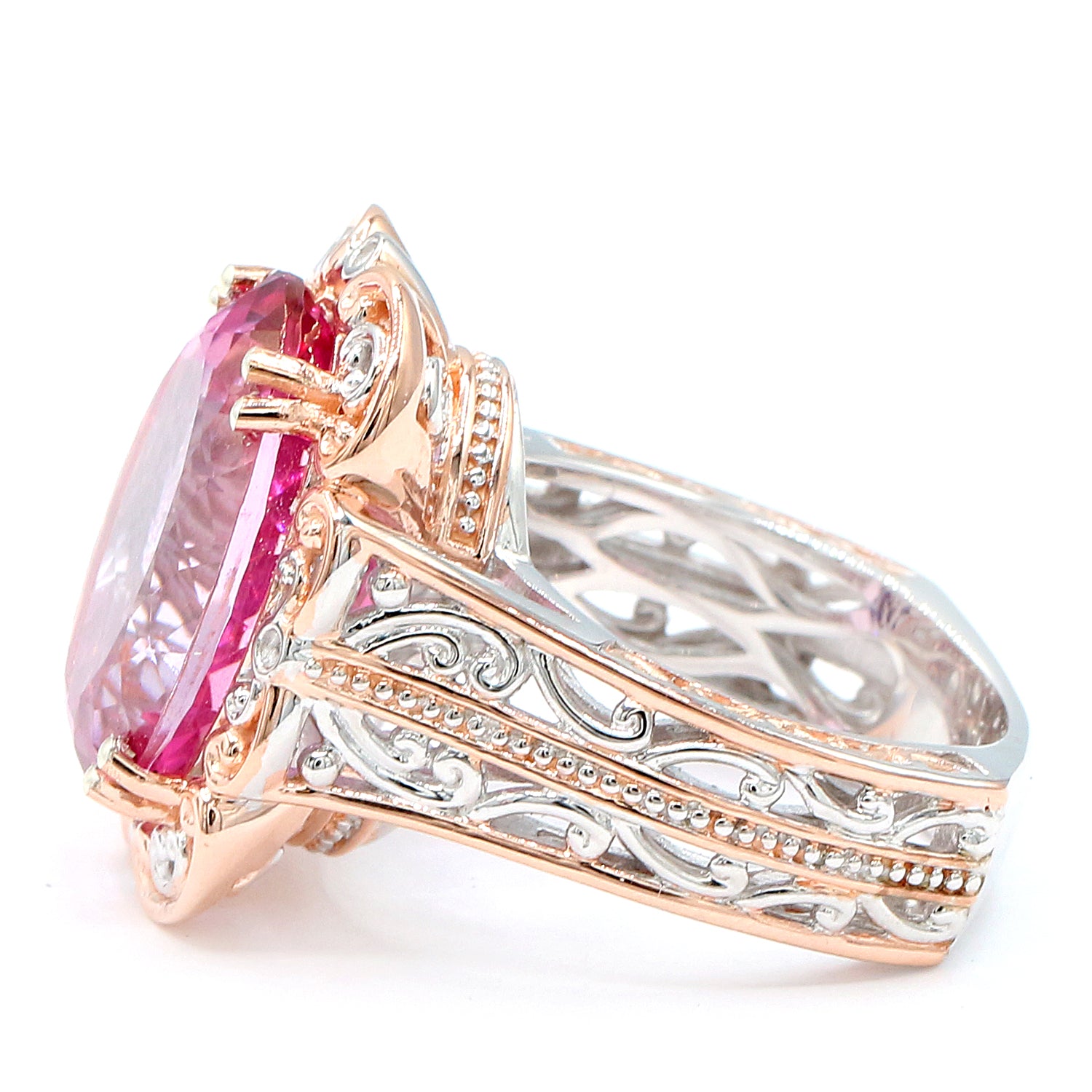 Gems en Vogue 18.43ctw Pink Topaz & Diamond Ring