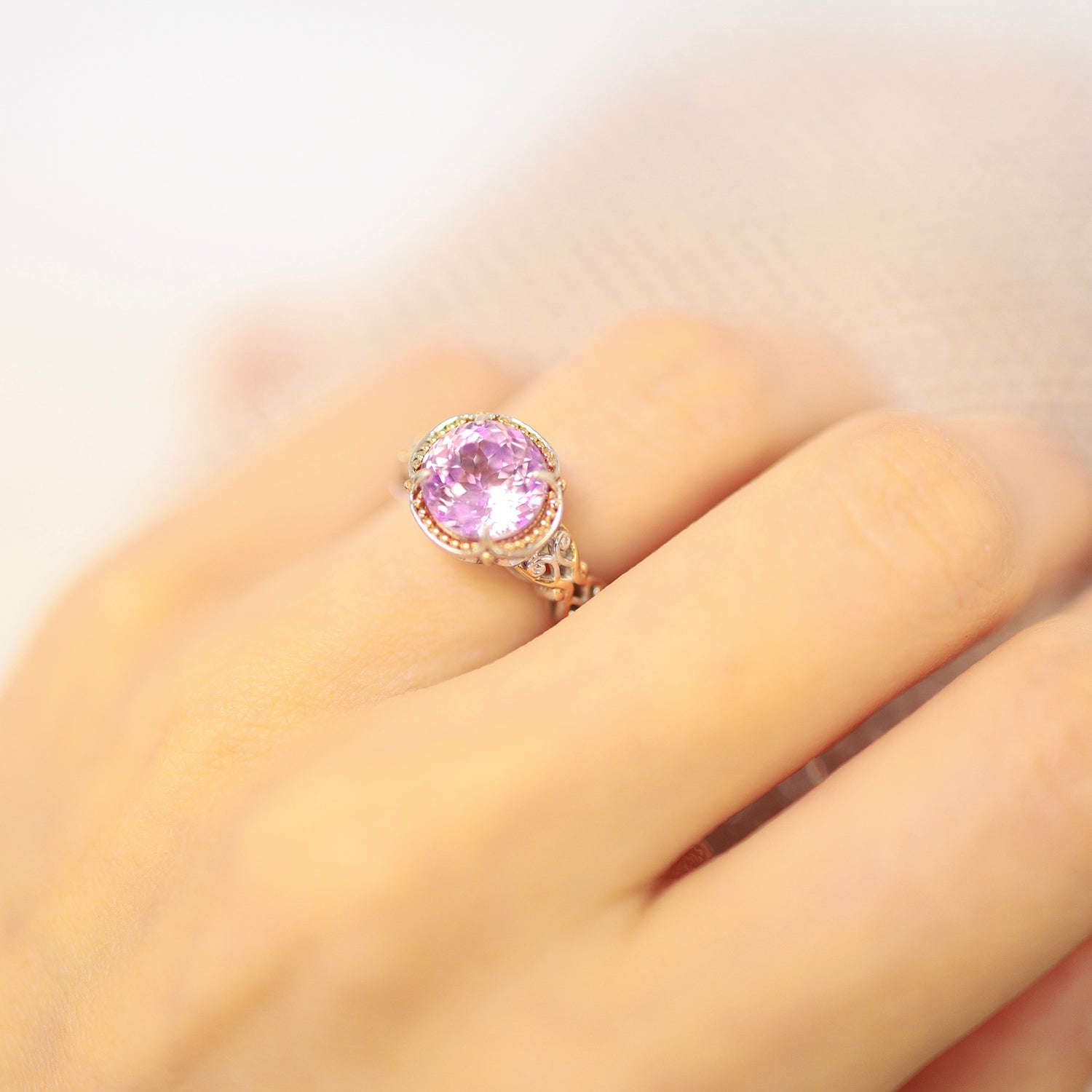 Gems en Vogue 3.67ctw Round Kunzite Ring