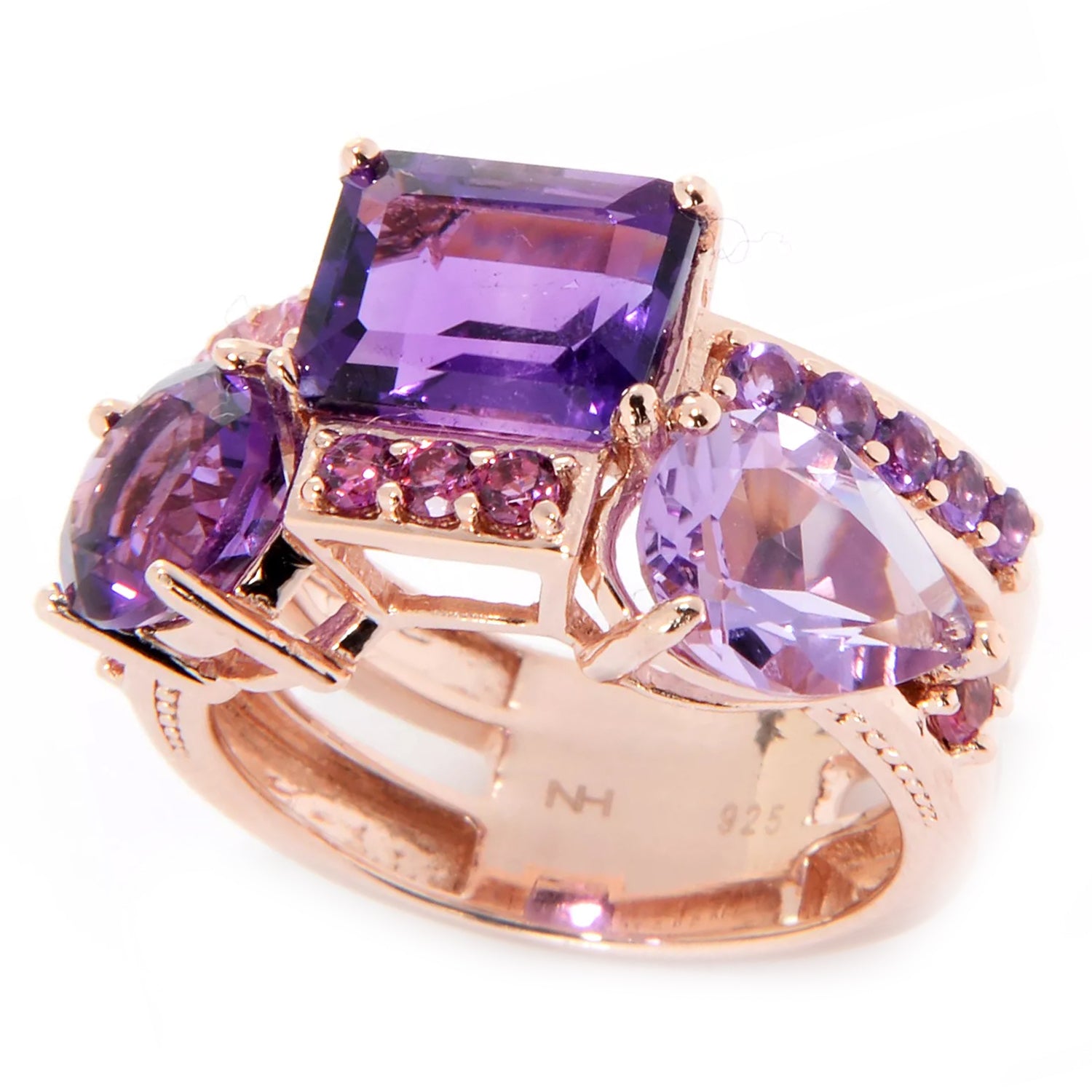 Hall of Jewels 5.24ctw Amethyst & Multi Gemstones Shades of Purple Ring