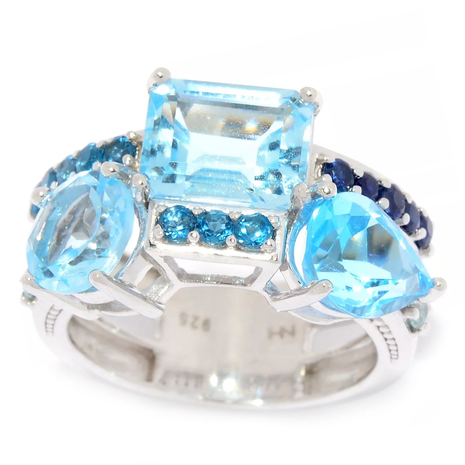 Hall of Jewels 6.20ctw Blue Topaz & Multi Gemstones Shades of Blue Ring