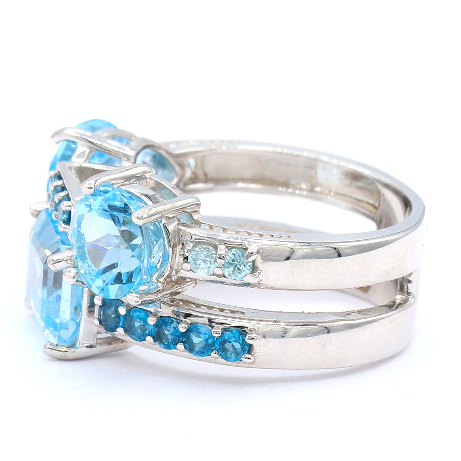 Hall of Jewels 6.20ctw Blue Topaz & Multi Gemstones Shades of Blue Ring