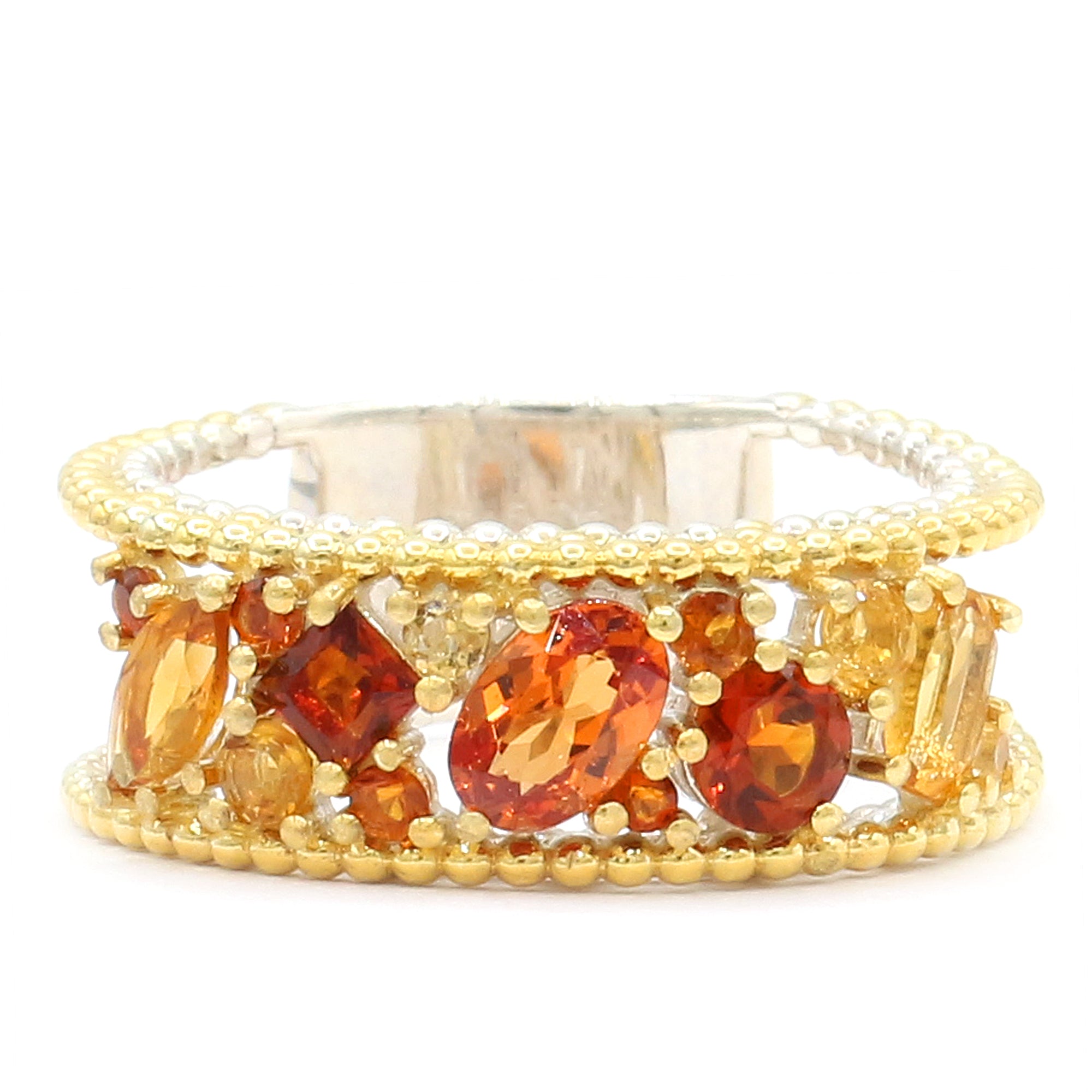 Hall of Jewels 1.96ctw Multi Citrine & Spessartite Garnet Band Ring