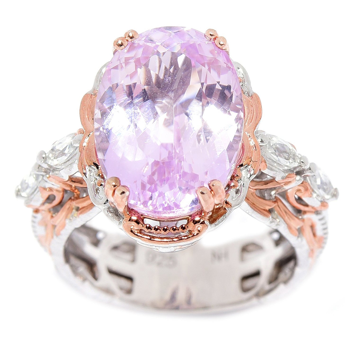 Gems en Vogue 9.22ctw Kunzite & White Zircon Ring