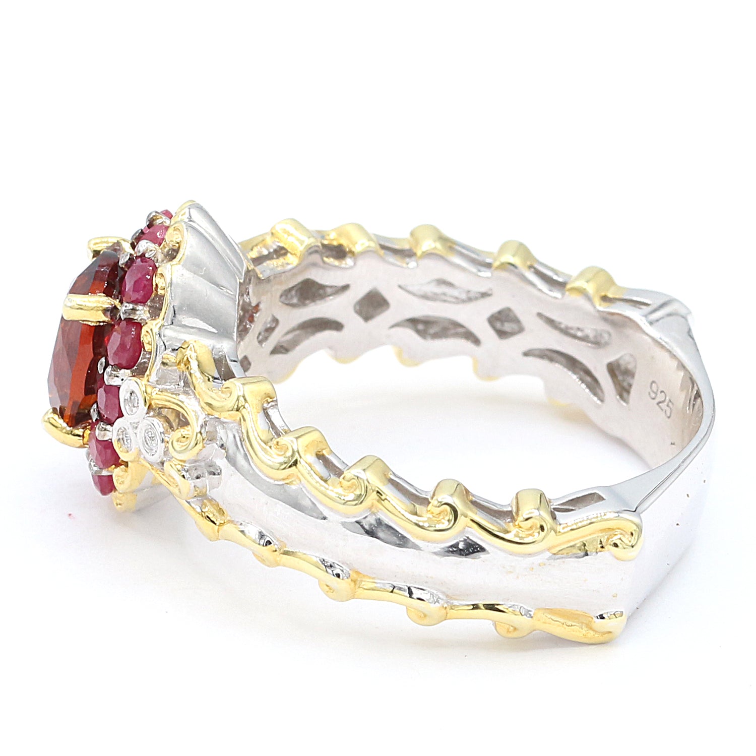 Gems en Vogue 1.82ctw Madeira Citrine, Ruby & Diamond Halo Ring