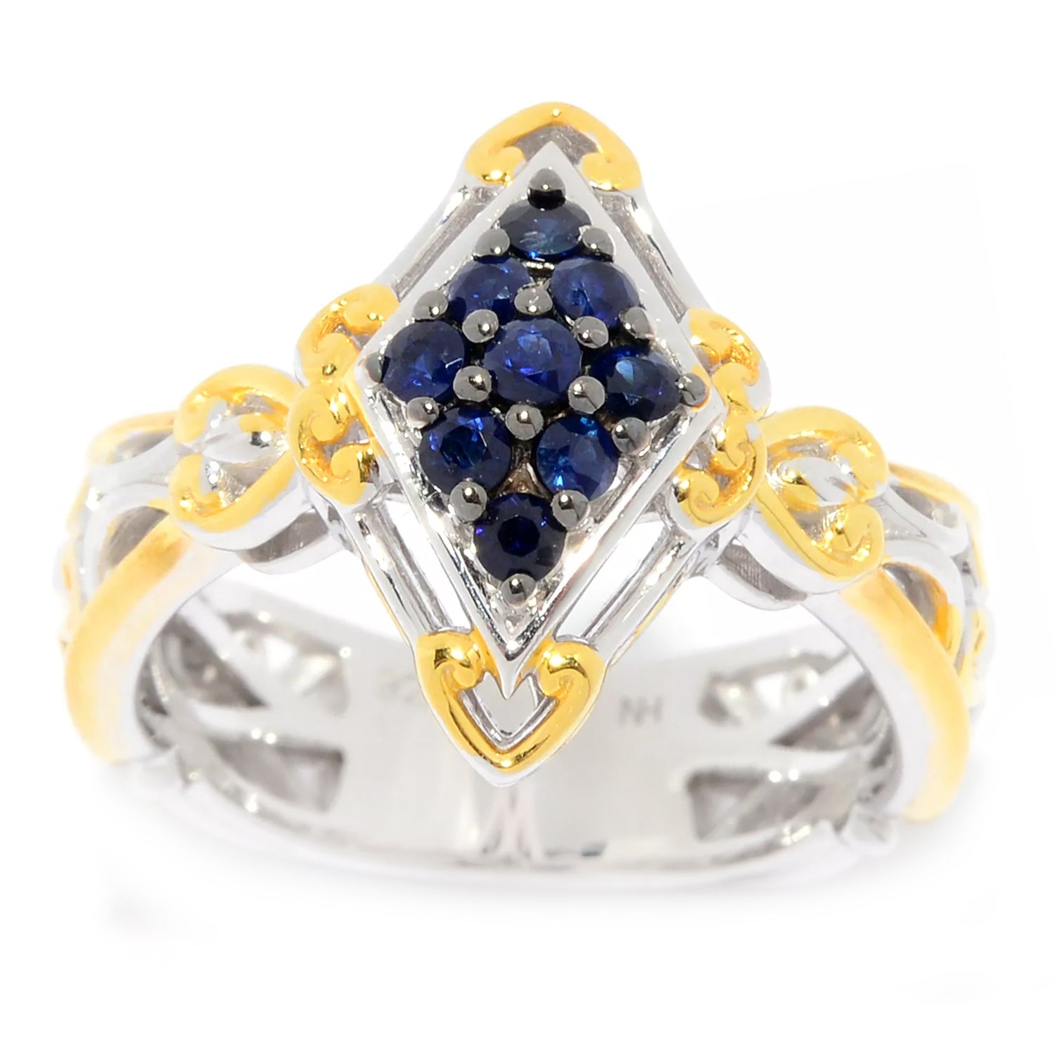 Gems en Vogue 0.45ctw Blue Sapphire Cluster Ring