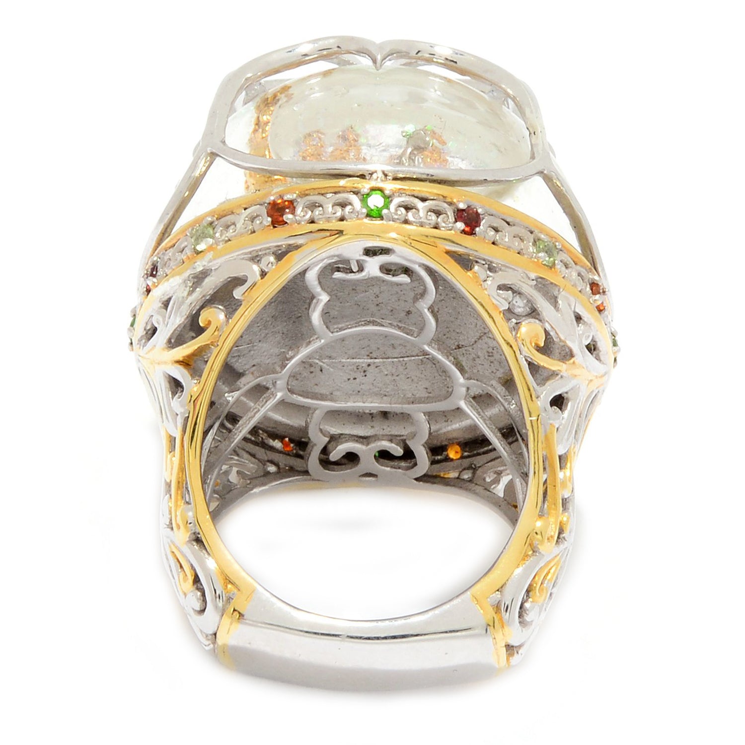 Gems en Vogue Deer & Trees Snow Globe & Multi Gemstones Ring