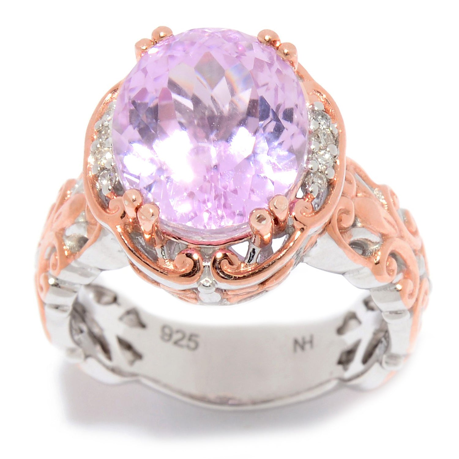 Gems en Vogue 6.04ctw Kunzite and Diamond Ring