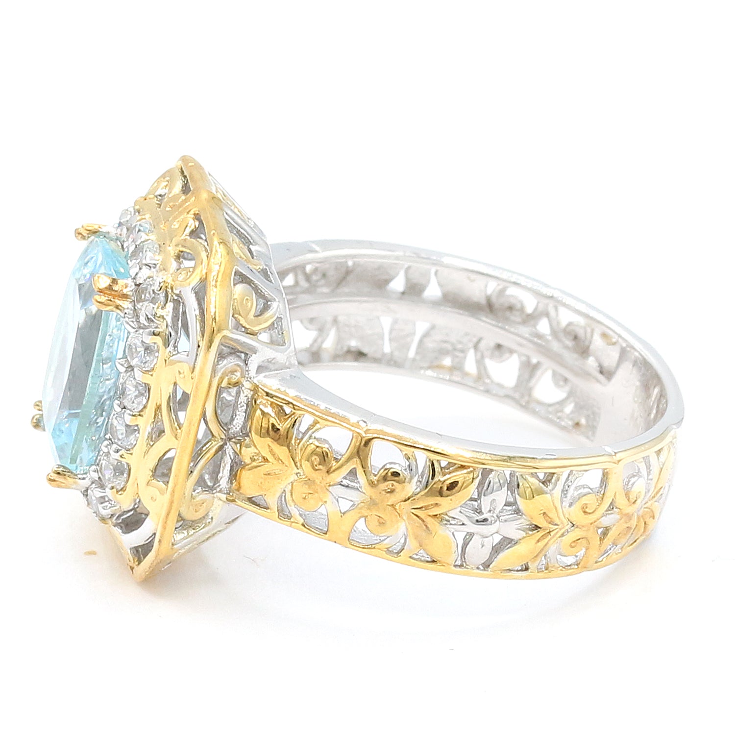 Gems en Vogue 3.35ctw Aquamarine & White Zircon Ring