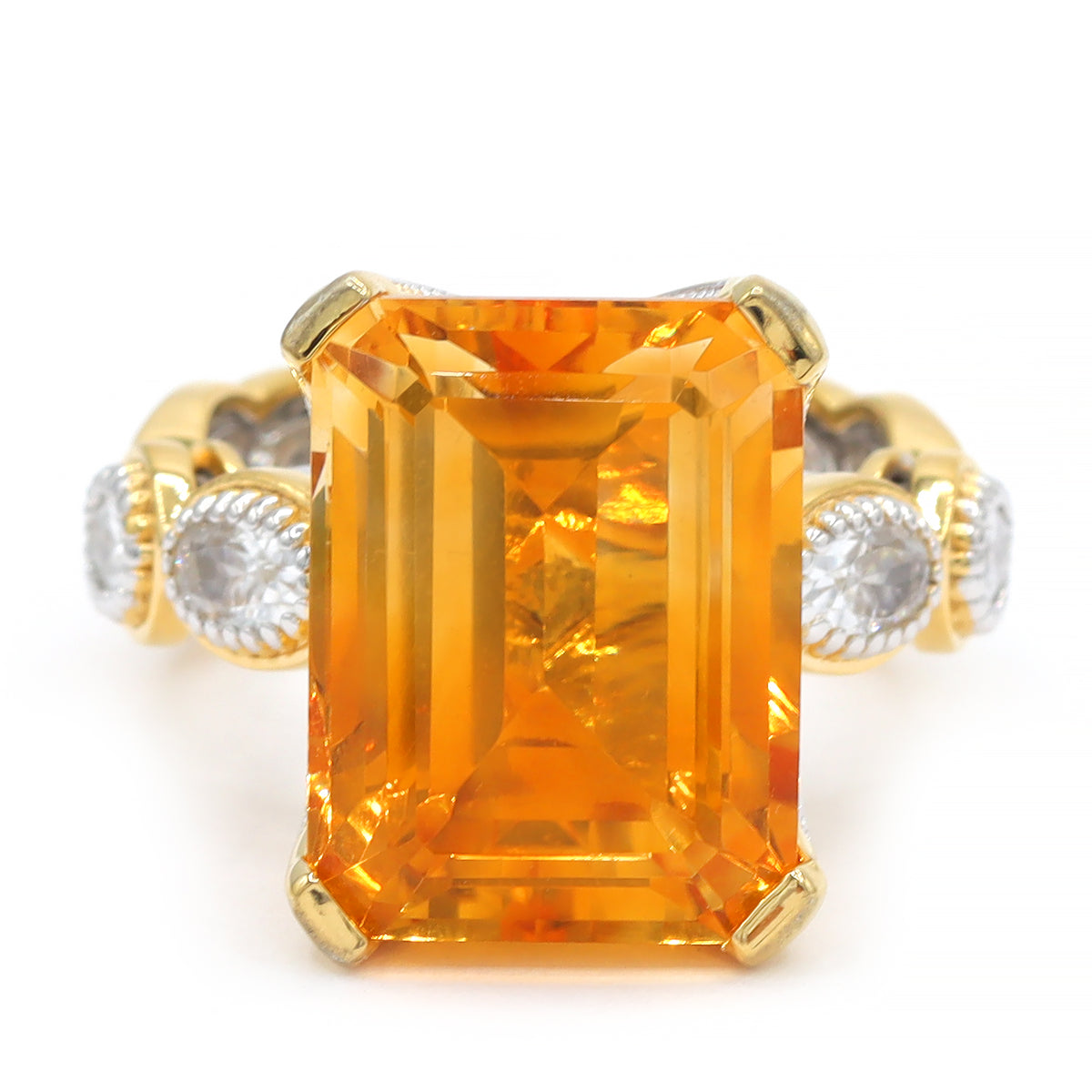 Gems en Vogue 24K Palladium Silver 13.40ctw Fire Citrine & White Zircon Ring