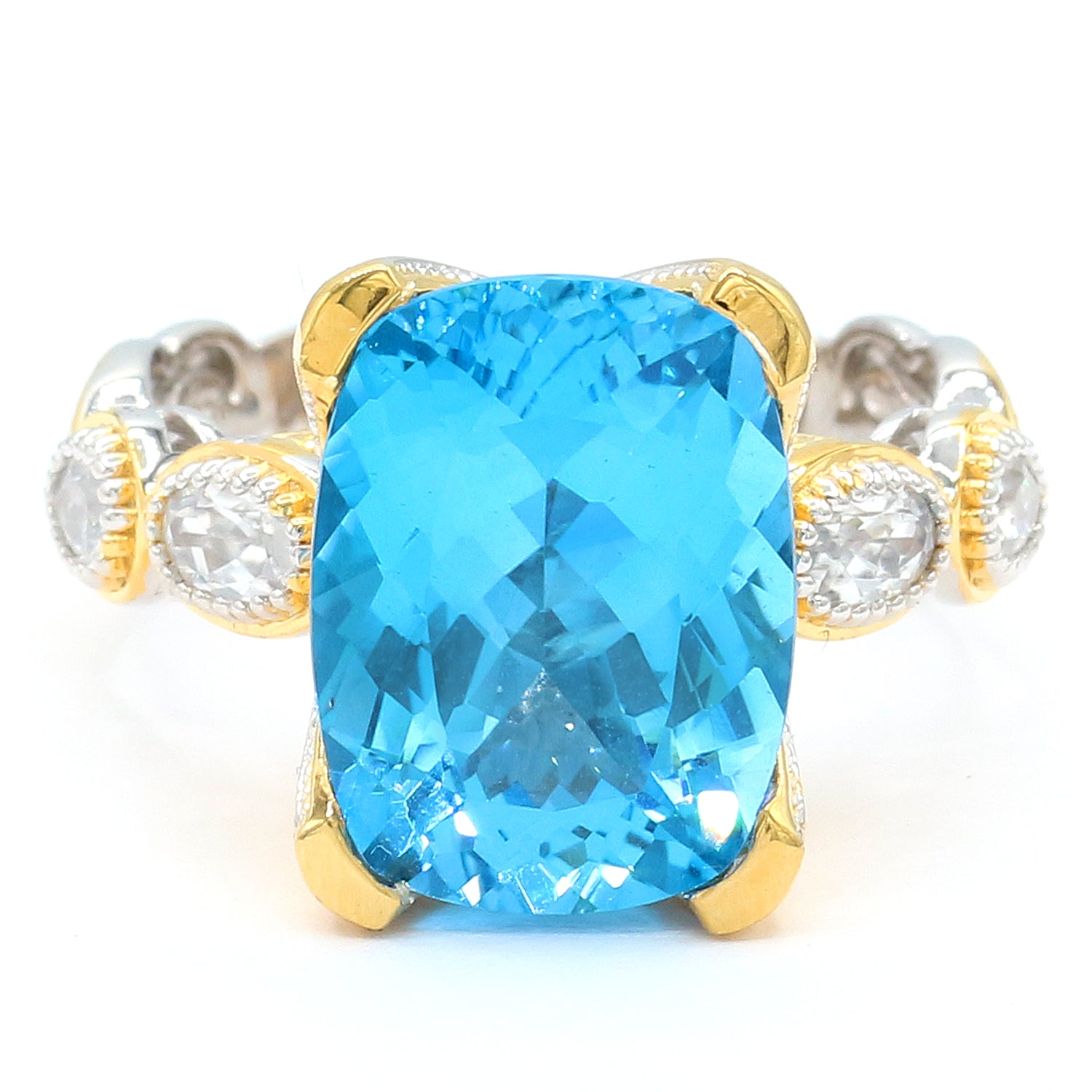 Limited Edition Gems en Vogue One-of-a-Kind 12.40ctw Super Swiss Blue Topaz & White Zircon Ring